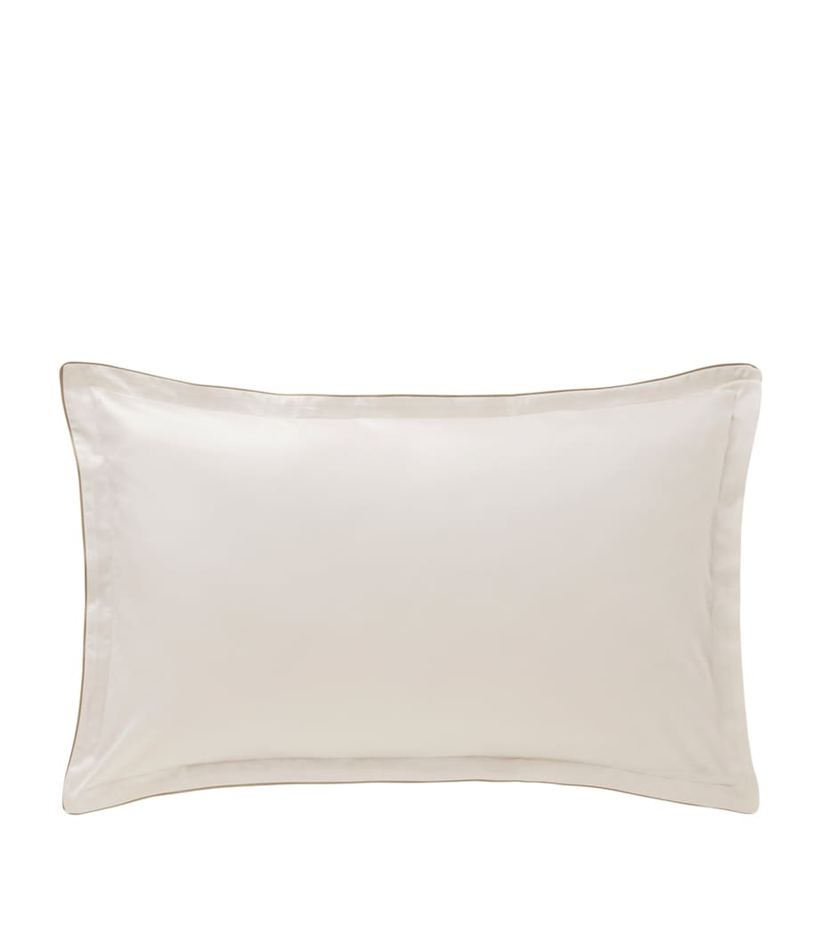 Organic Cotton Fine Fleur Oxford Square Pillowcase (65cm x 65cm) CREAM/GREEN Image 3