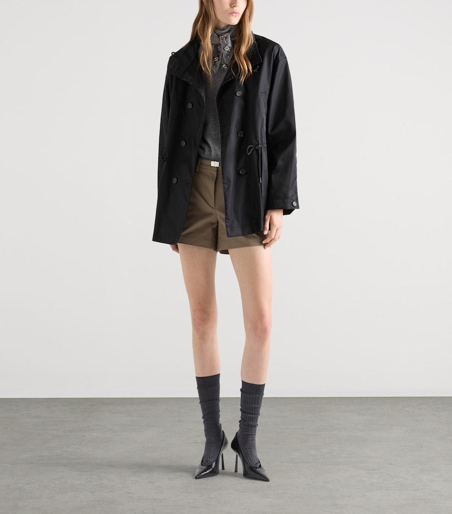 Prada Womens Re-Nylon Rain Coat Black Image 2