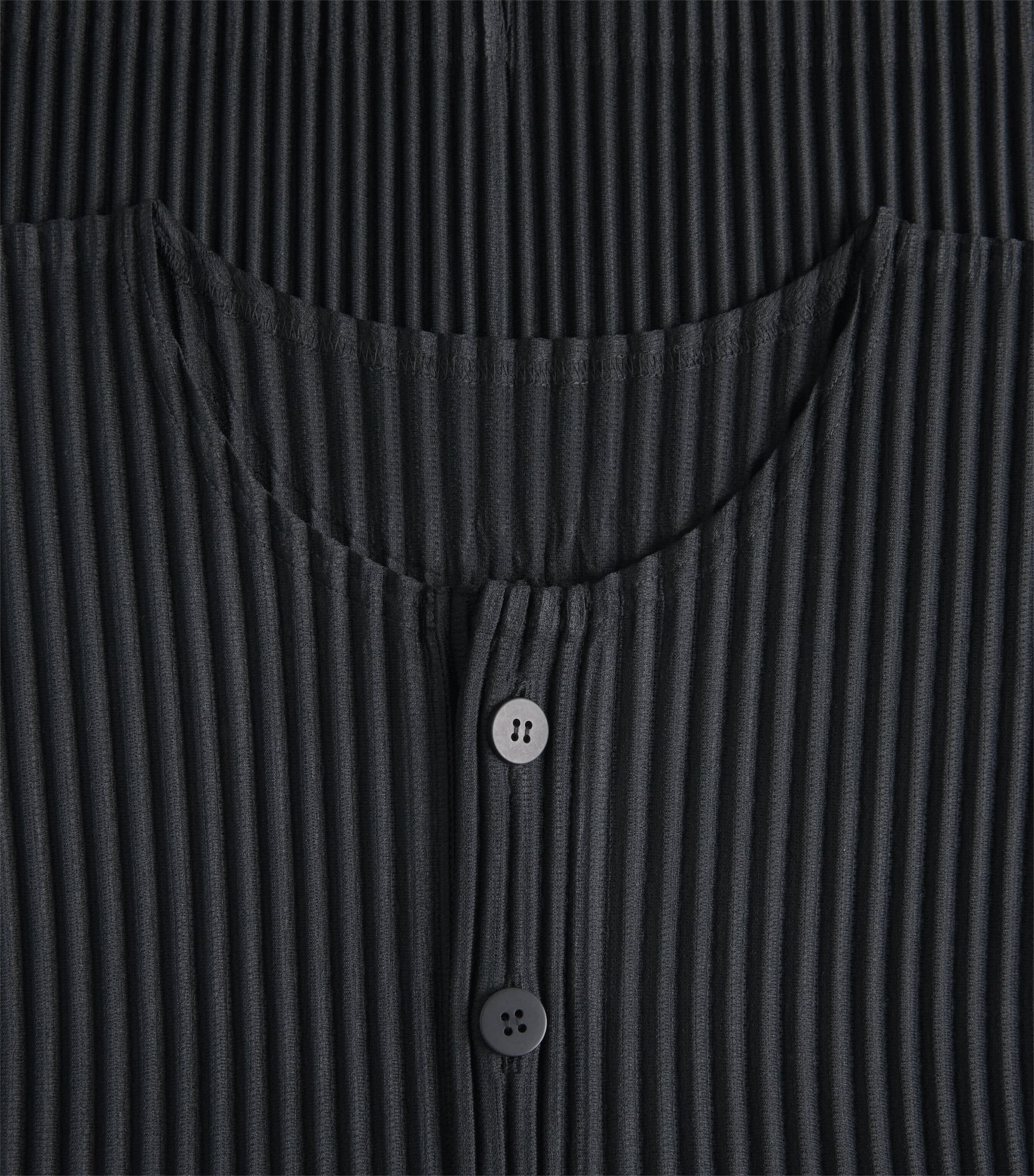 Homme Plissé Issey Miyake Mens Pleated Henley Shirt Black Image 6