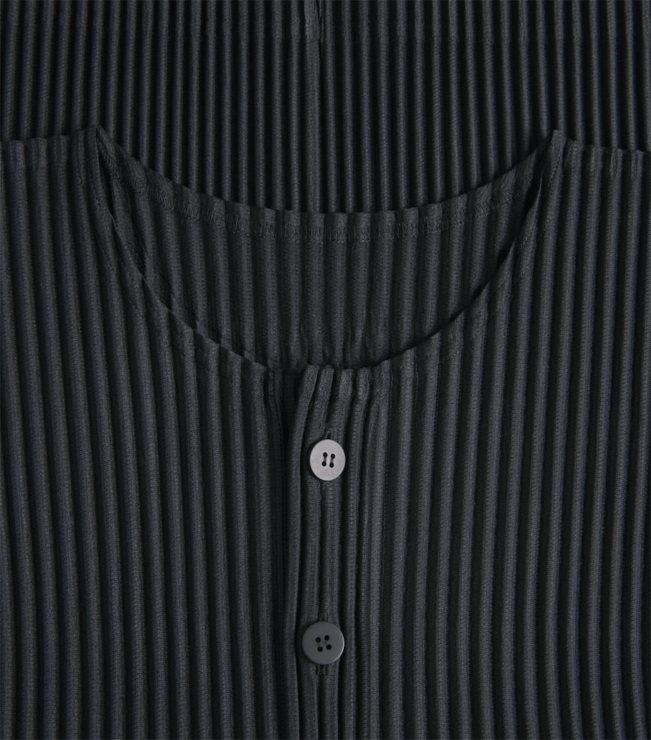 Homme Plissé Issey Miyake Mens Pleated Henley Shirt Black Image 6
