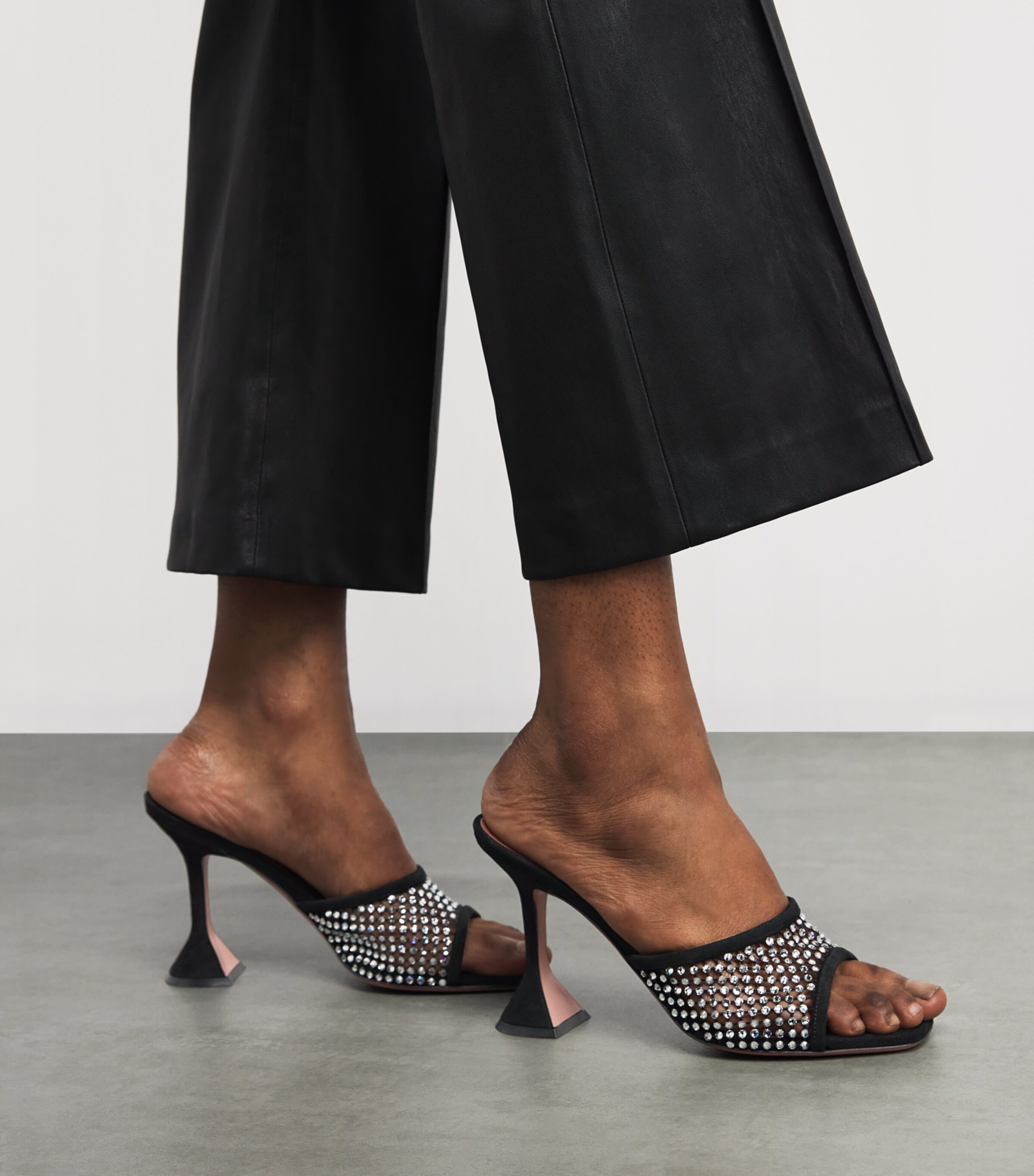Amina Muaddi Crystal-Mesh Lupita Mules 95 Black/comb Image 2