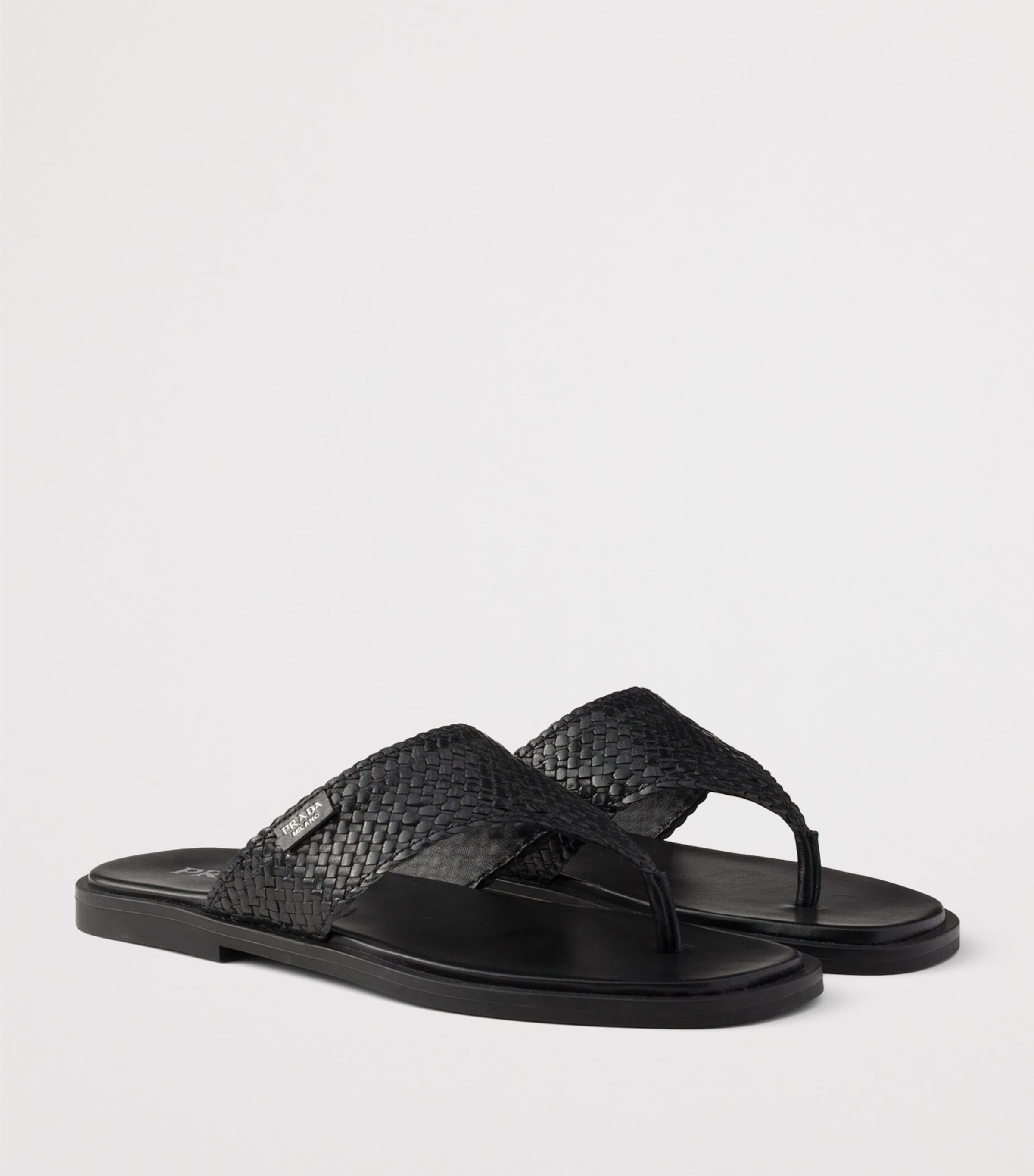 Prada Leather Woven Flip Flops Image 2