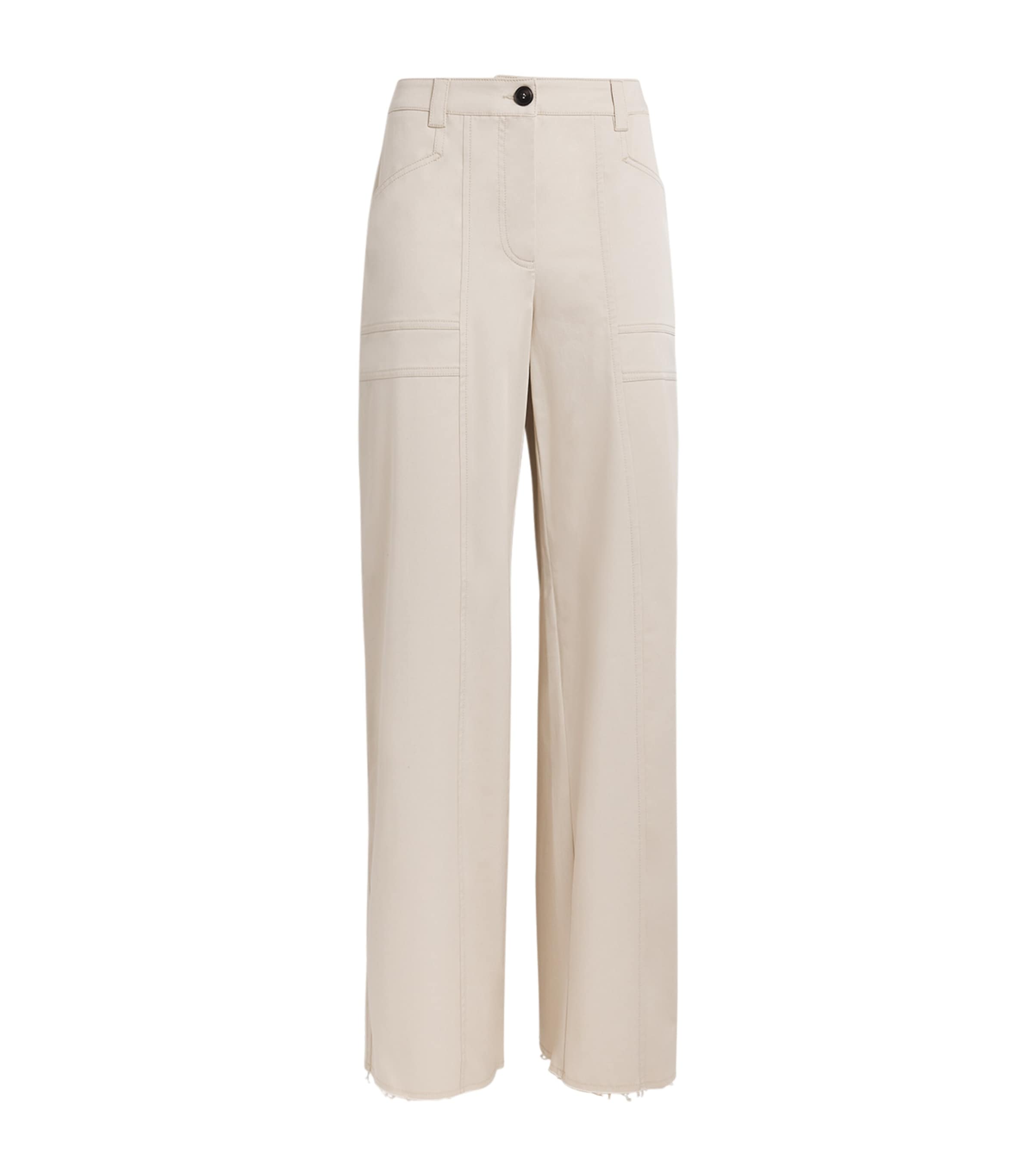 MAX&Co. Cotton Gabardine Cargo Trousers Cream Image 1