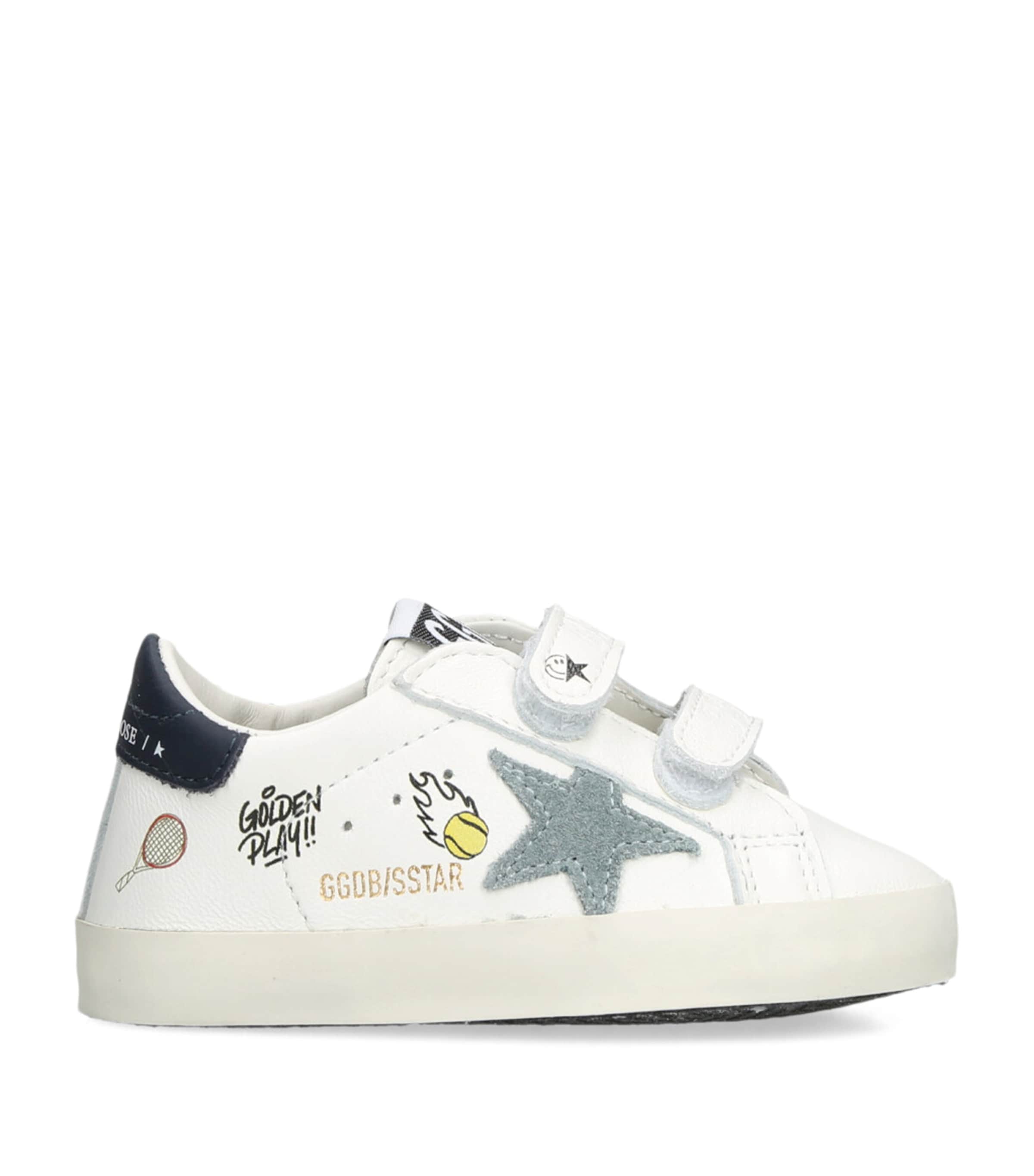 Leather Baby School Sneakers MID BLUE Image 1