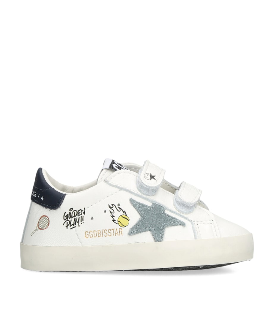 Leather Baby School Sneakers MID BLUE Image 1