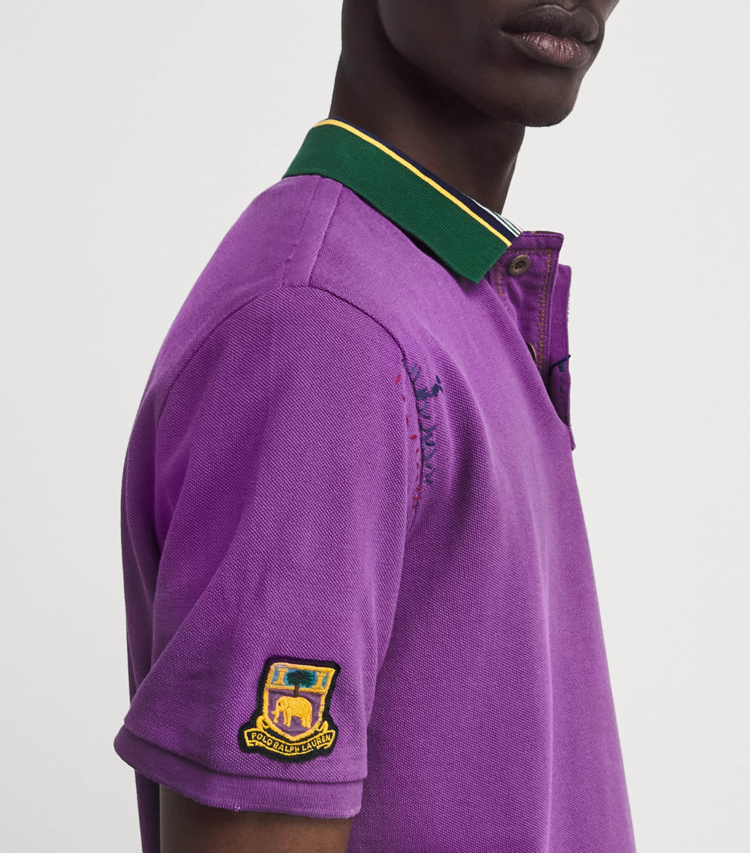 Polo Ralph Lauren Mens Cotton Crest Polo Shirt Paloma Purple Image 3