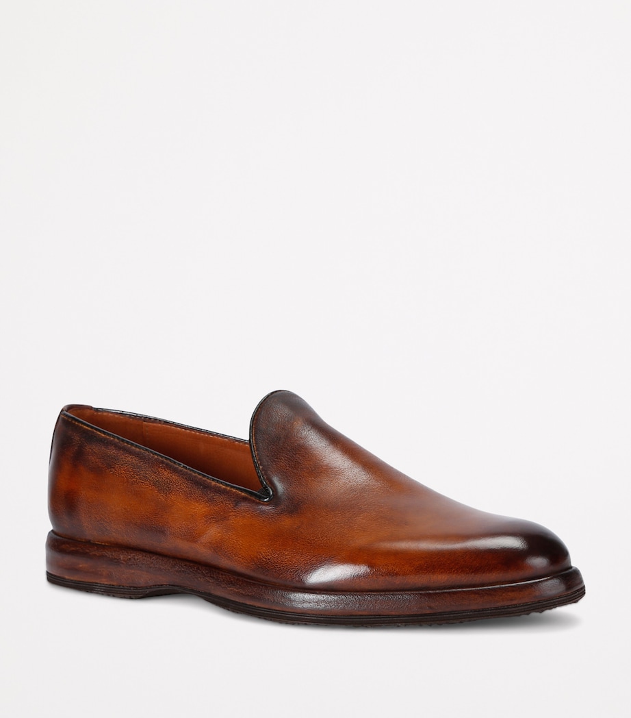 Bontoni Leather Domino Loafers Brown Image 3