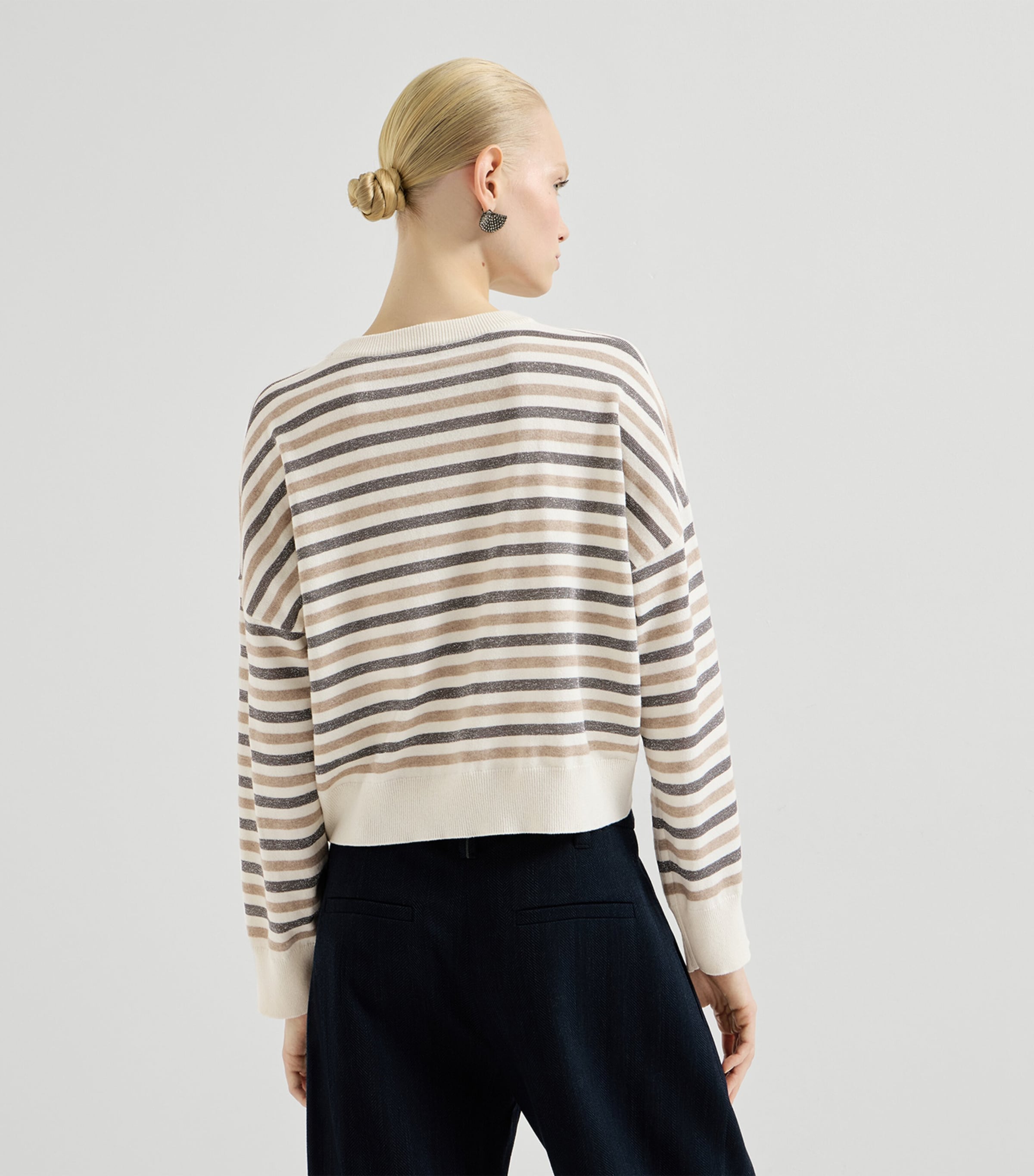 Brunello Cucinelli Womens Wool-Cashmere-Silk Stripe Sweater Image 5