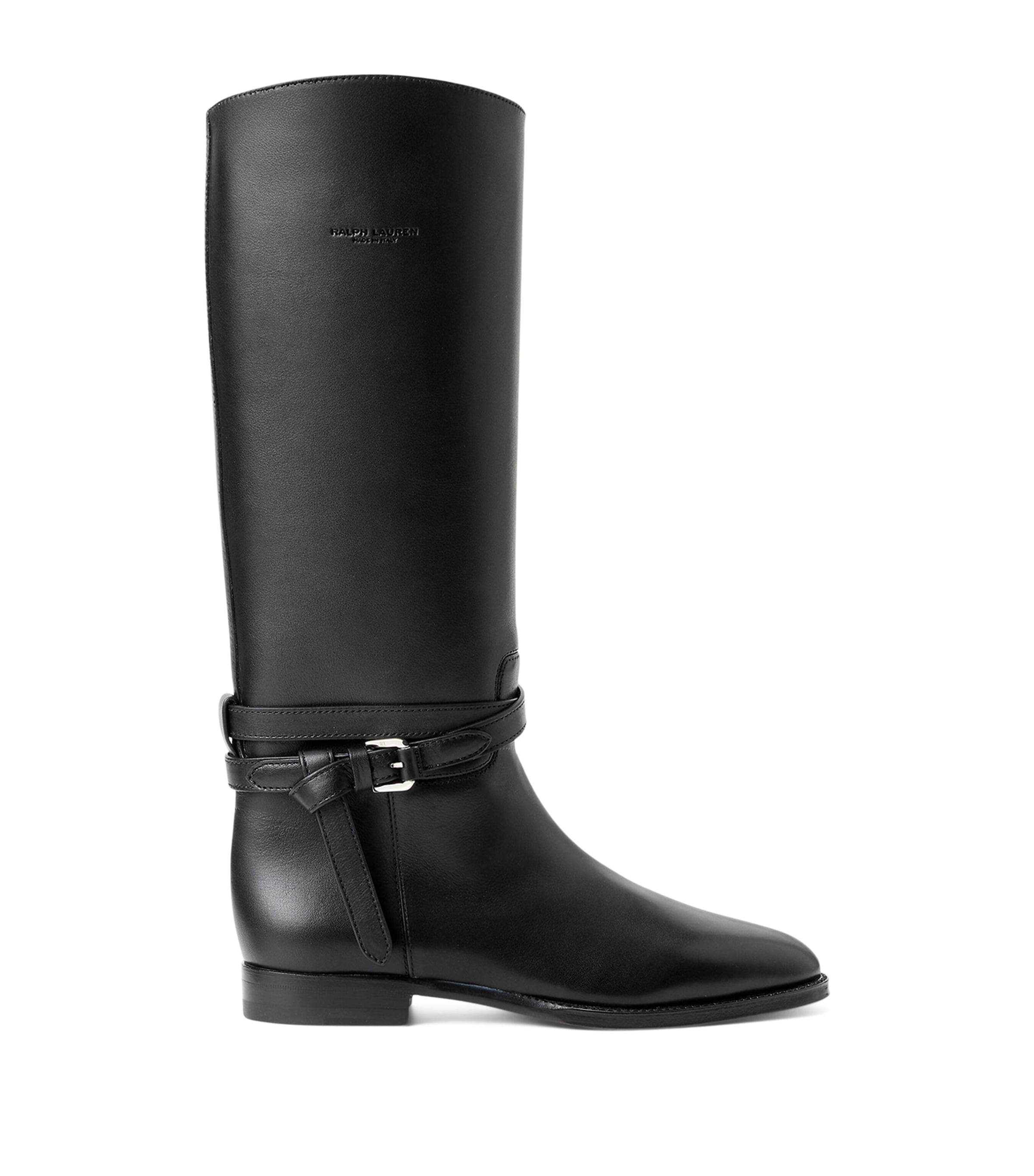 Ralph Lauren 25mm Donnely Buckle-strap Calfskin Boots In Black