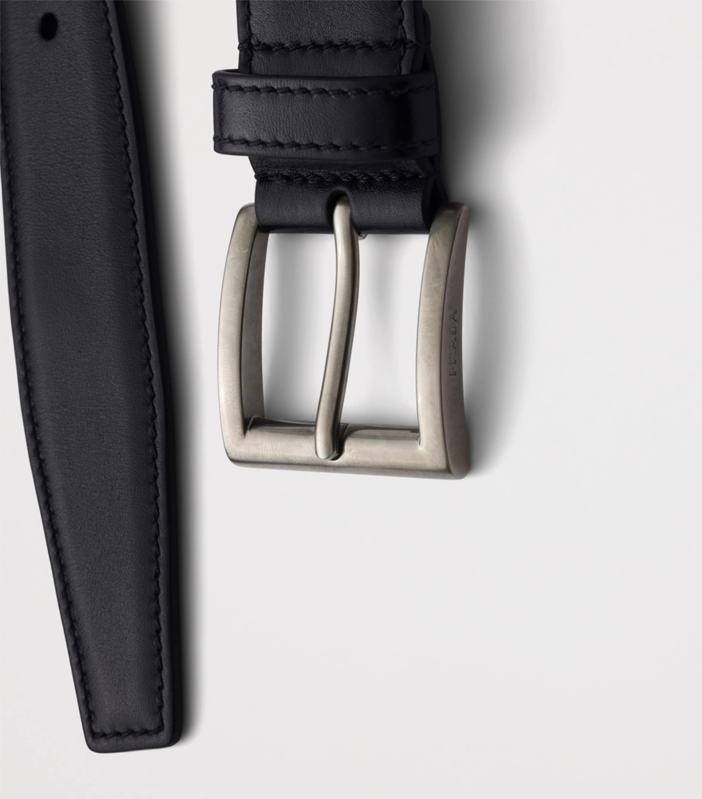 Prada Leather Square-Buckle Belt Black Image 4