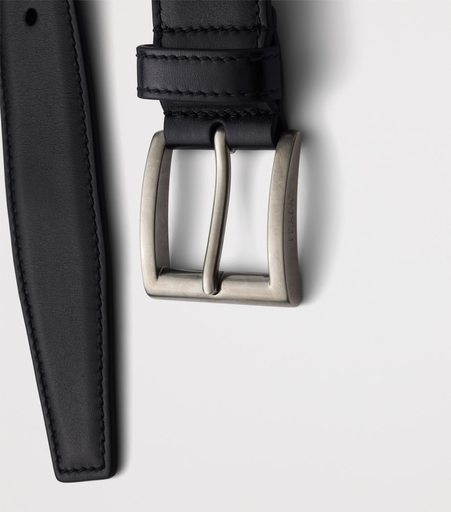 Prada Leather Square-Buckle Belt Black Image 4