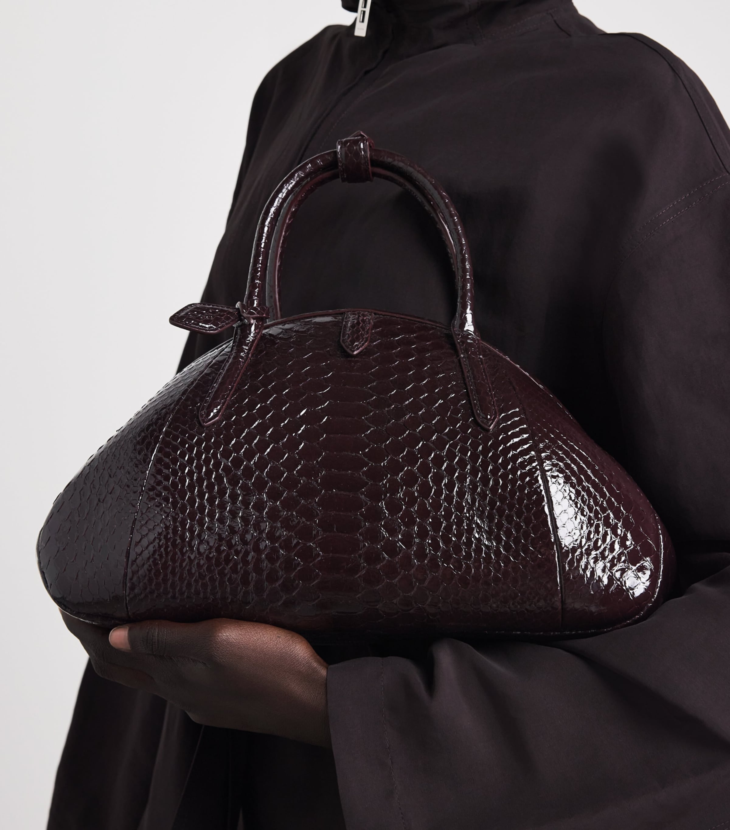 Alaïa Small Snakeskin Purse Top-Handle Bag Bordeaux Image 2