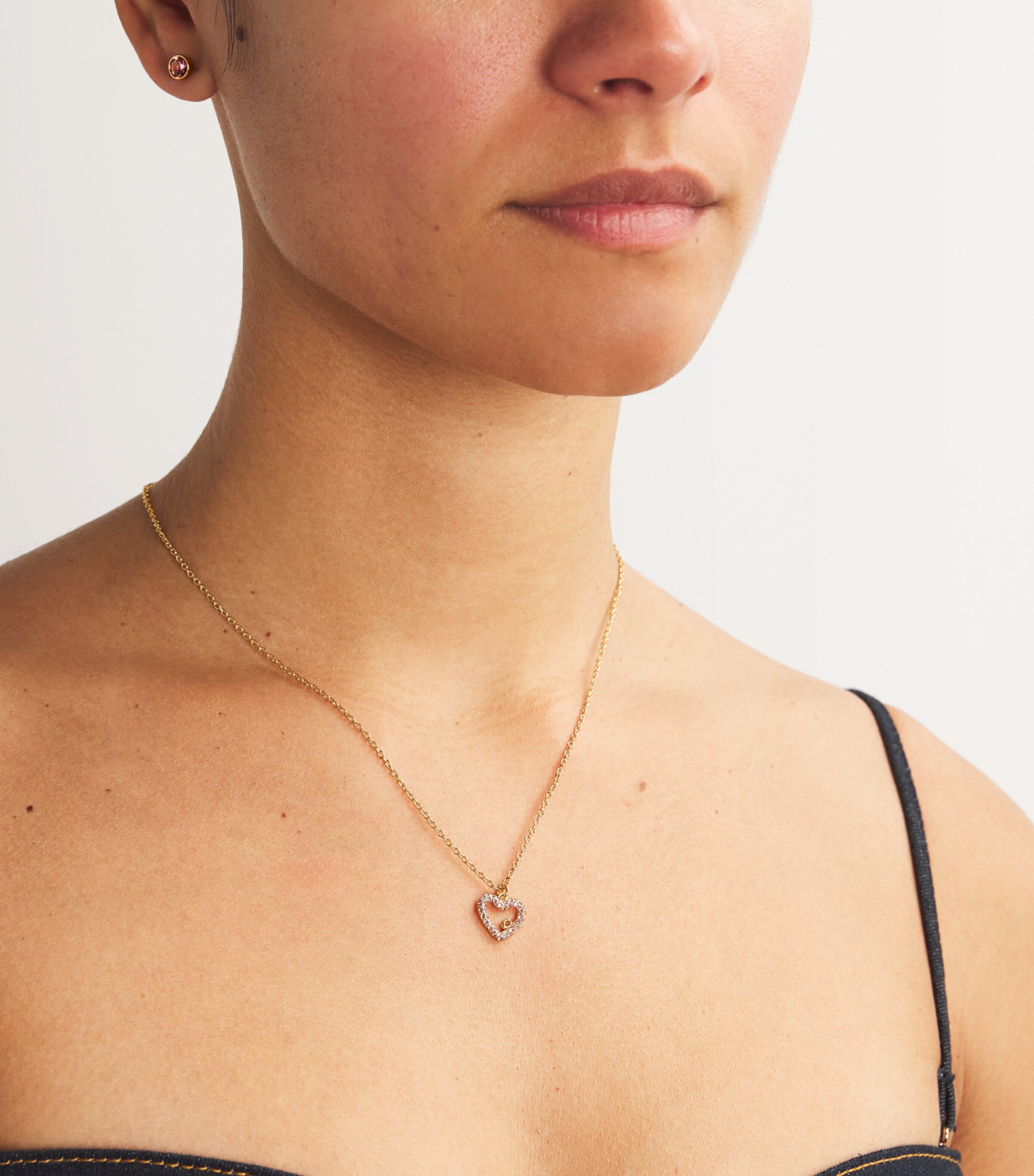 Coach Pavé Crystal Heart Necklace and Earrings Set Pink Image 2