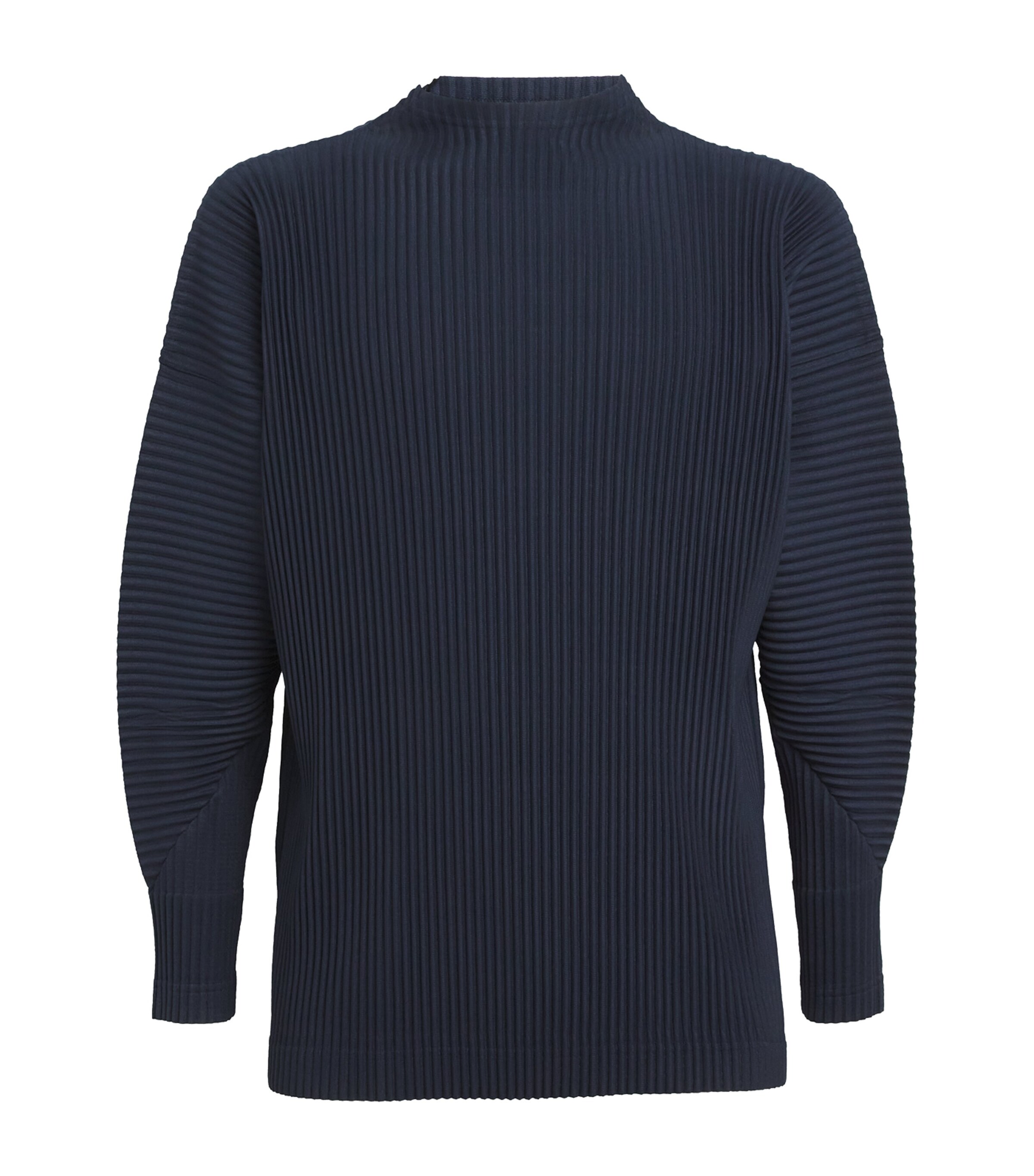 Homme Plissé Issey Miyake Navy Pleated Long-Sleeve Top | Harrods UK