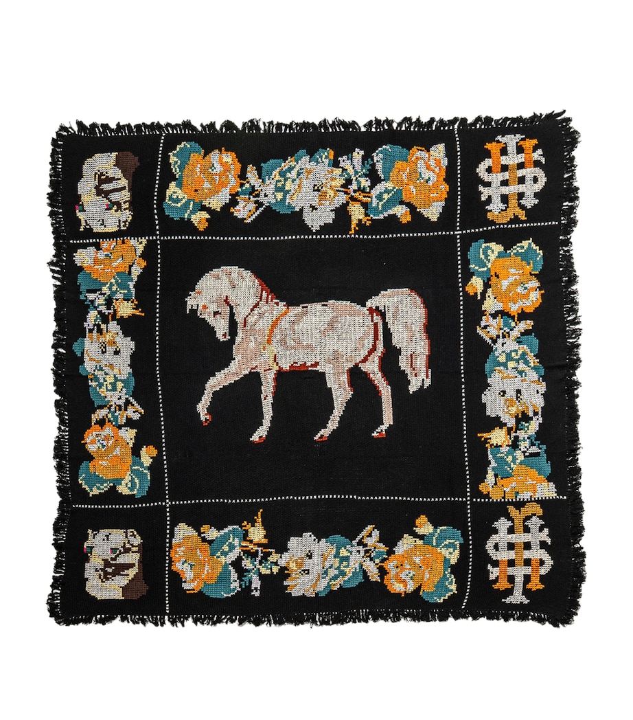 Cashmere Pony Embroidery Throw (170cm x 170cm) MULTI Image 1
