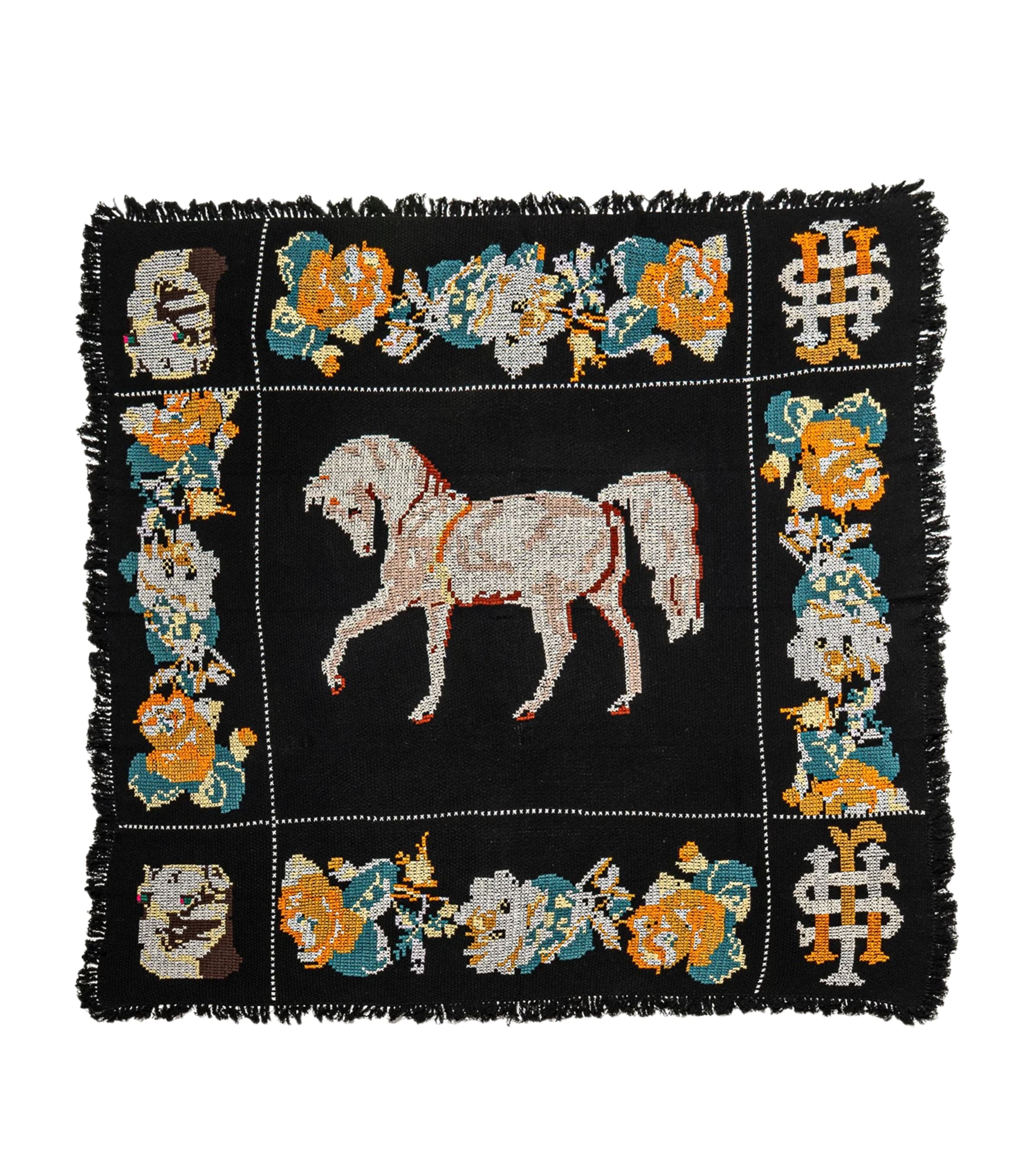 SAVED NY Cashmere Pony Embroidery Throw (170cm x 170cm) | Home New In | Home Furnishings | Throws | Bedding | Bedspreads & Bed Throws