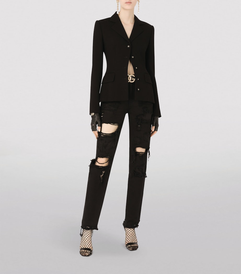 Dolce&Gabbana Womens Distressed Jeans Combined Colou Image 2