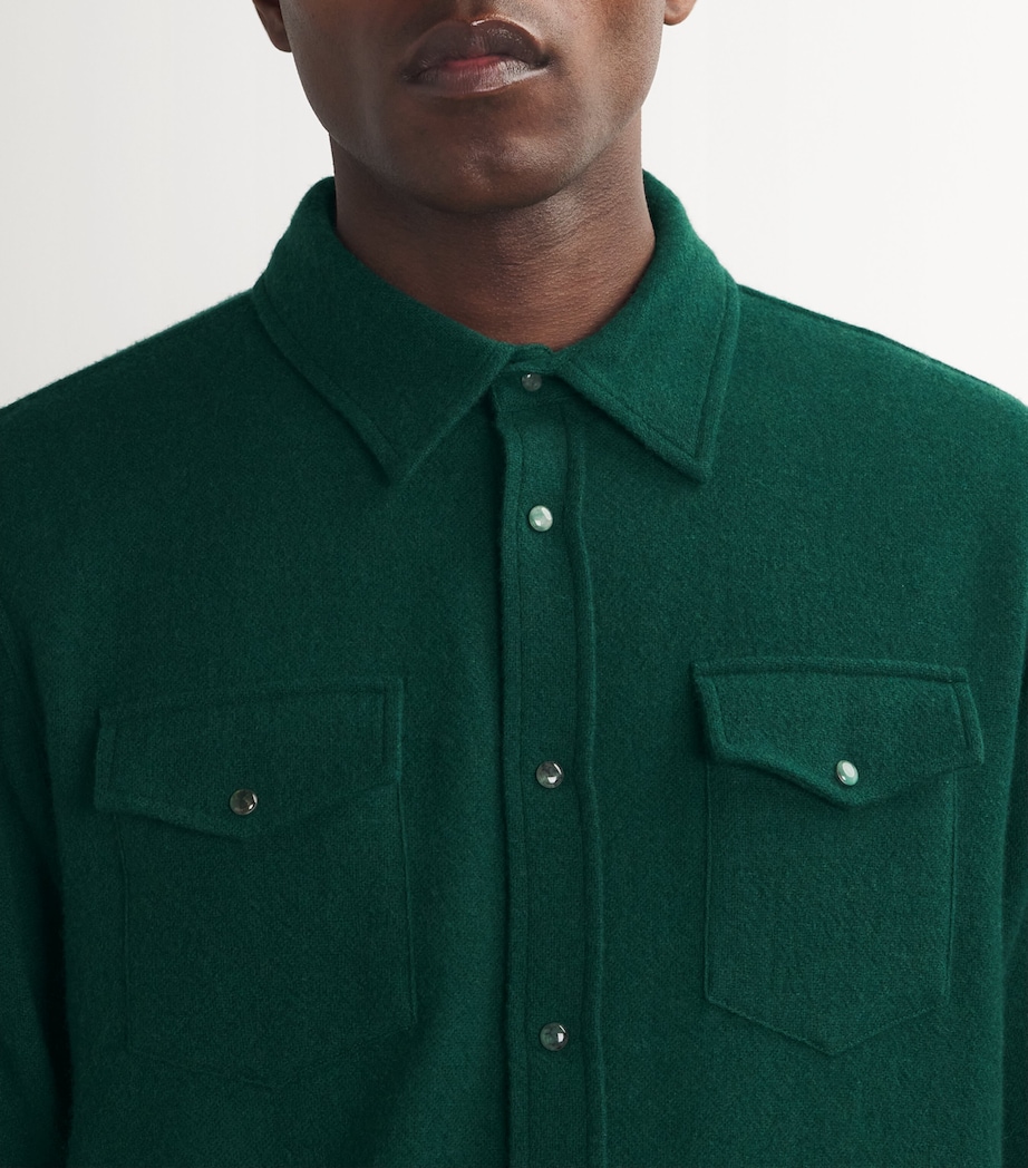 Unisex Cashmere Press-Stud Overshirt FOREST GREEN Image 6