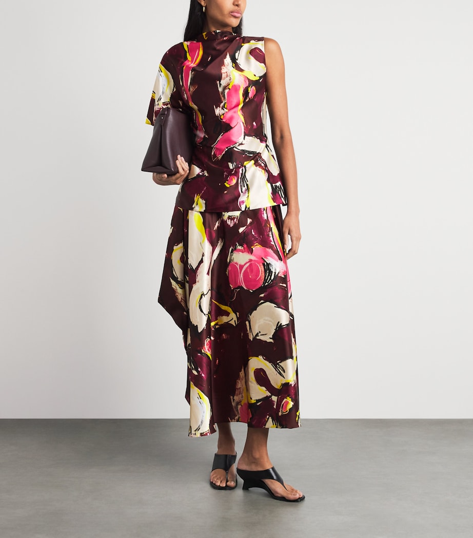Roksanda Womens Satin Printed Nomi Blouse Brushburgundy Image 2