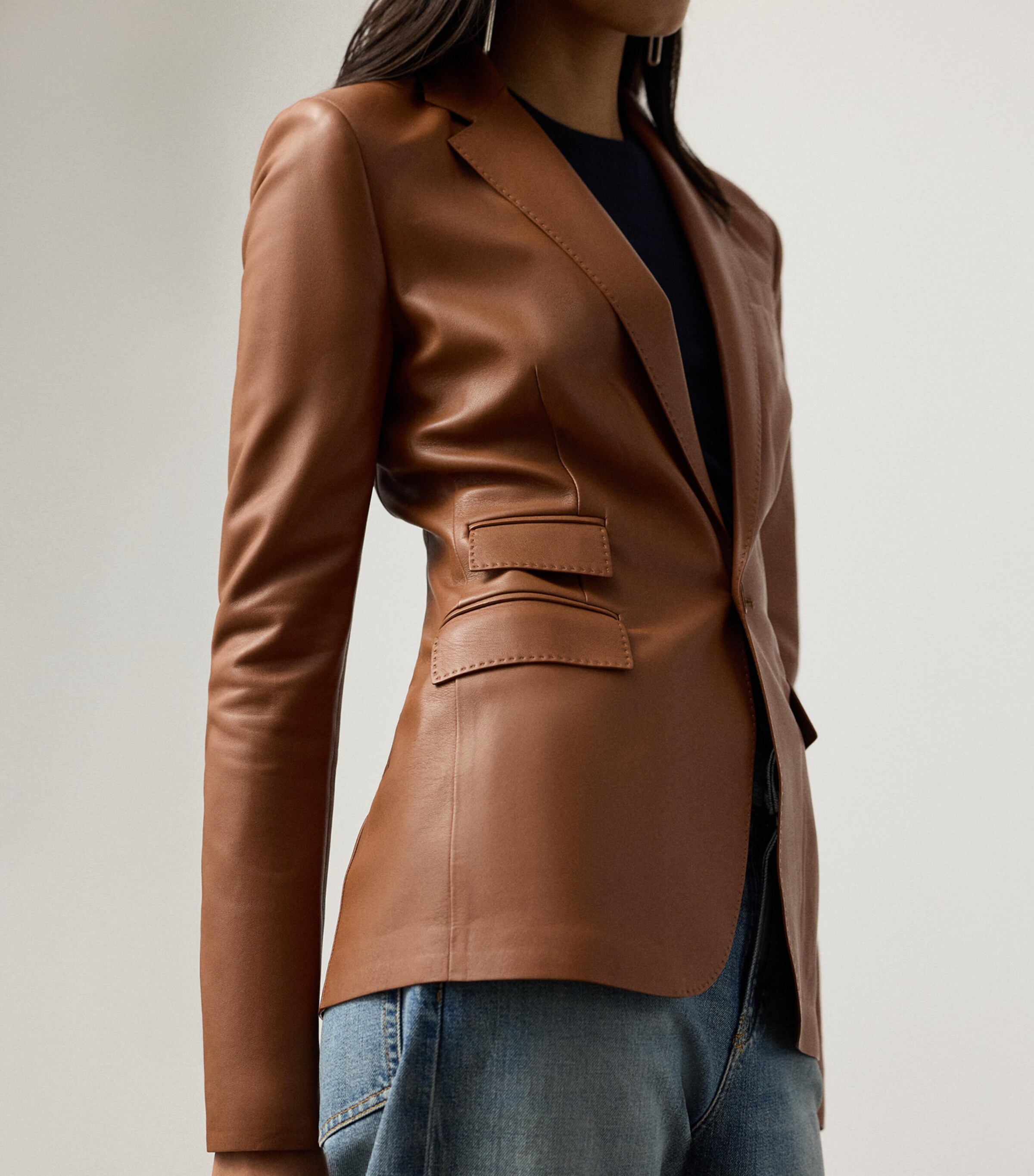 Ralph Lauren Collection Womens Parker Leather Blazer Light/pastel Image 5