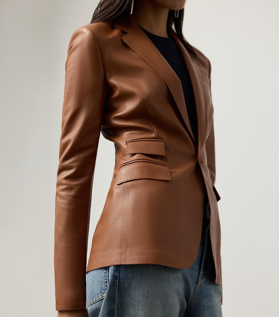 Ralph Lauren Collection Womens Parker Leather Blazer Light/pastel Image 5