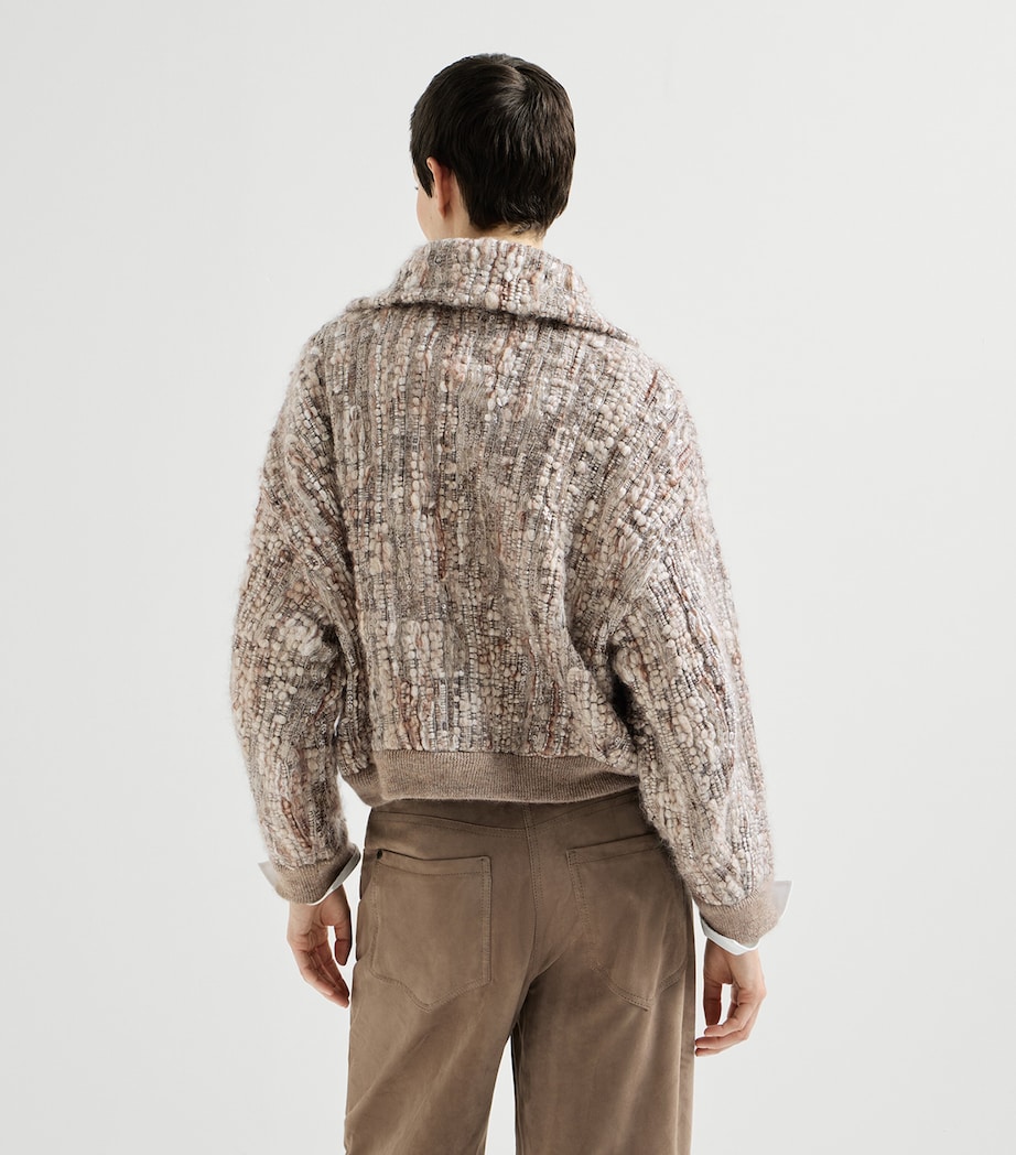 Brunello Cucinelli Womens Mohair-Blend Embroidered Cardigan Image 5