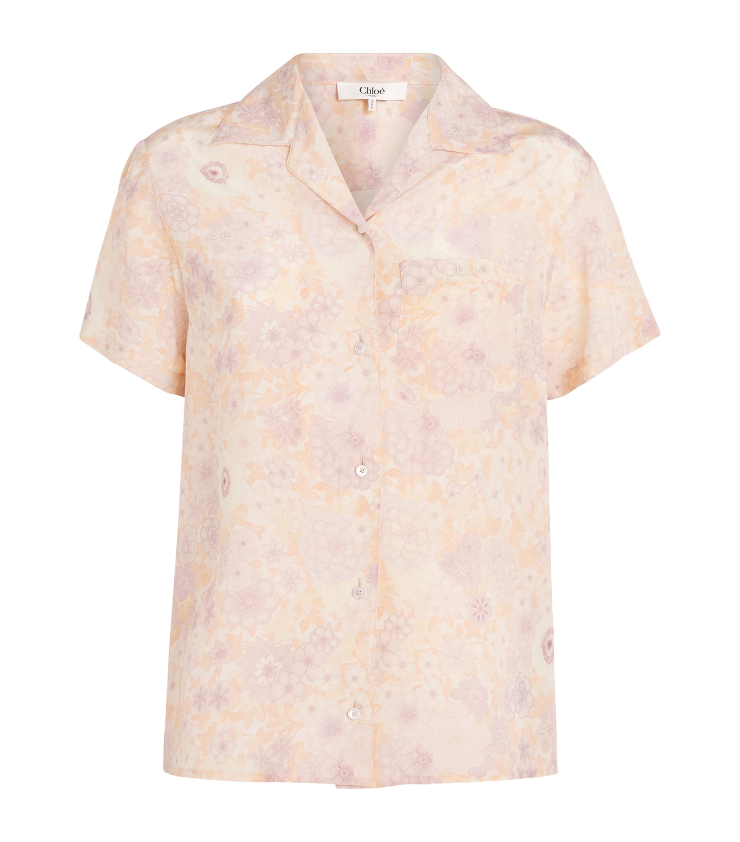 Chloé Womens Silk Floral Print Shirt Multicolor Pink Image 1