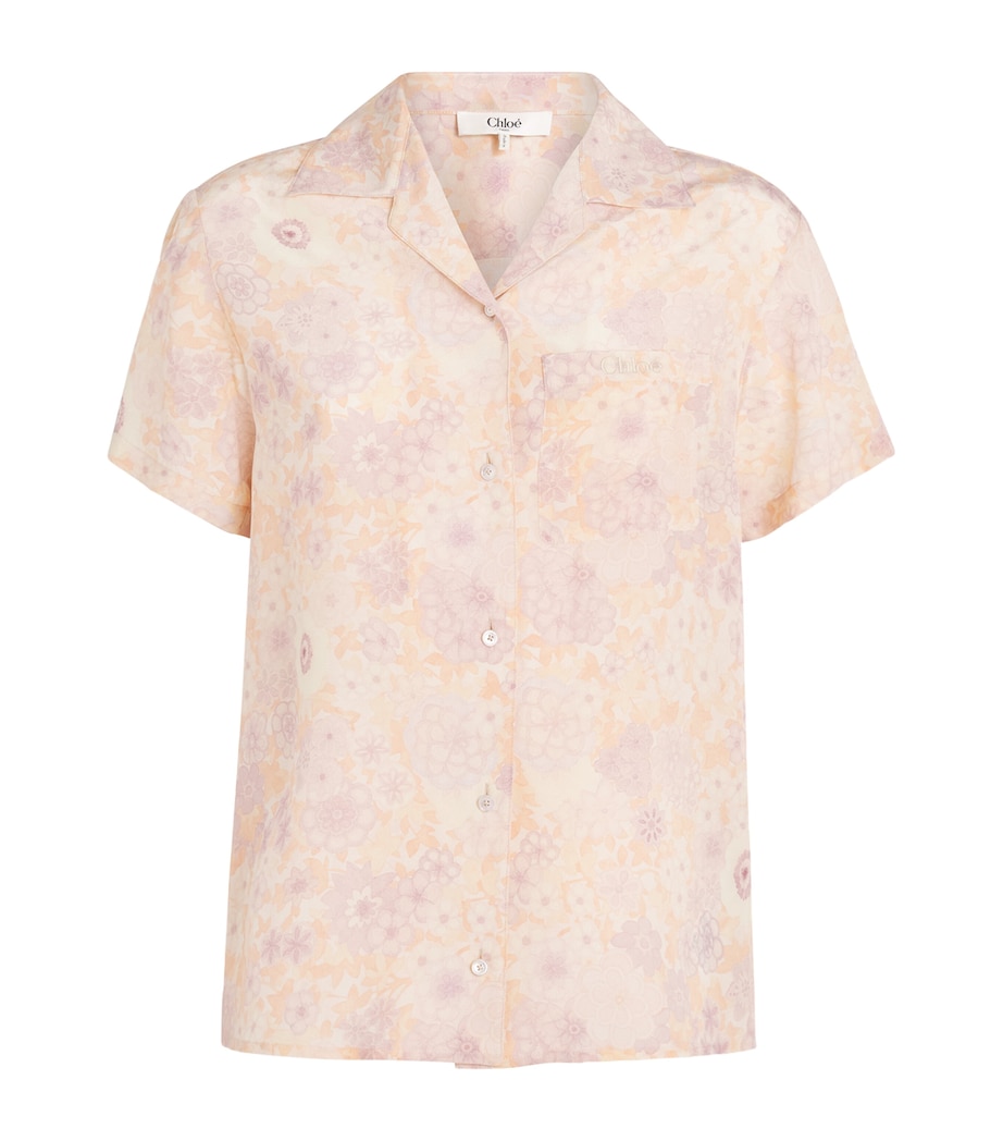 Chloé Womens Silk Floral Print Shirt Multicolor Pink Image 1