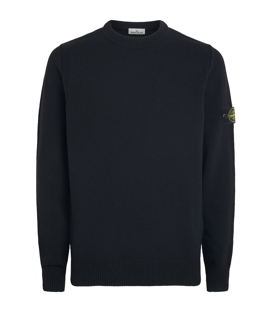 Stone Island Mens Virgin Wool-Blend Compass Sweater Image 1
