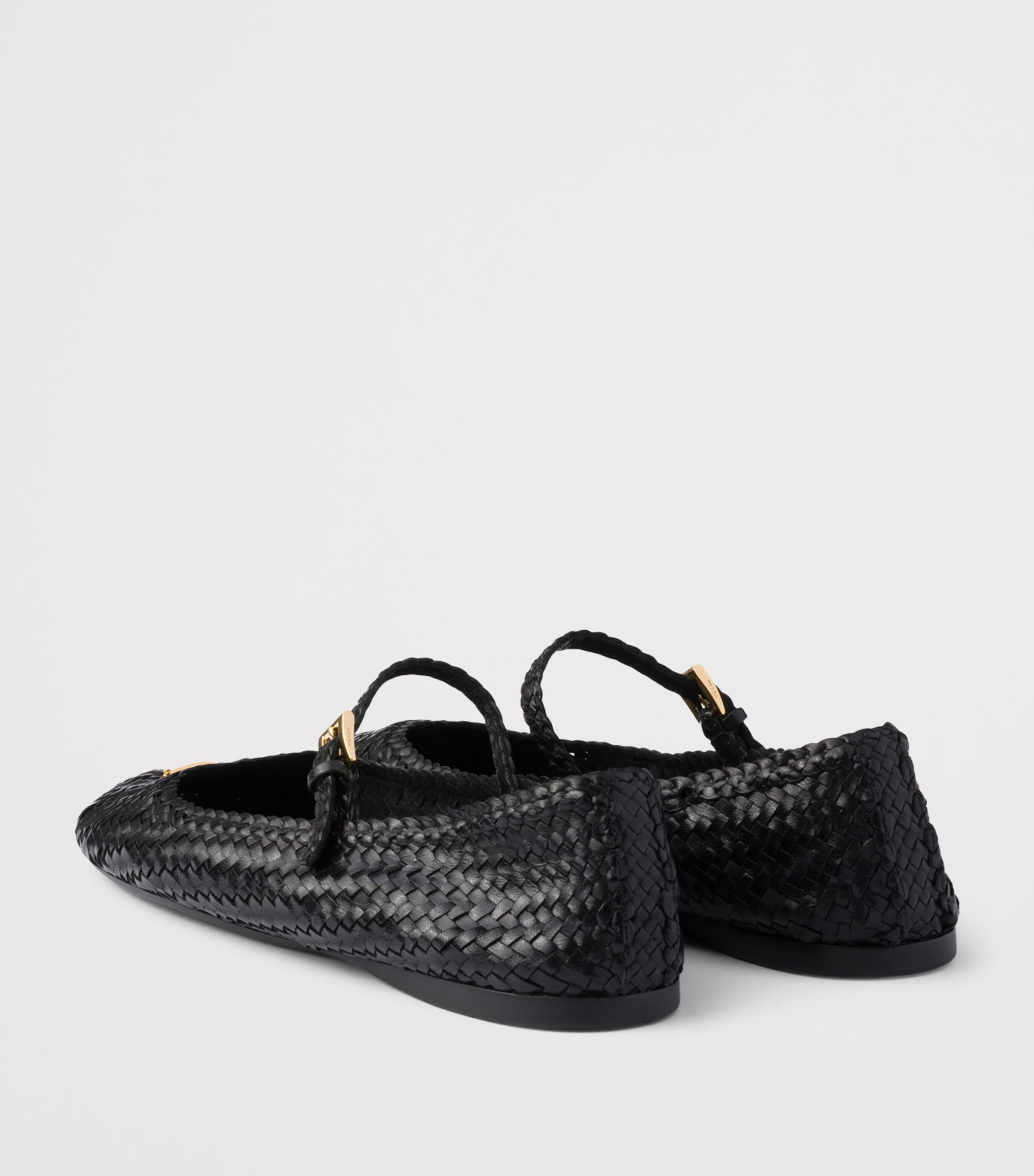 Prada Woven Leather Ballet Flats Black Image 5