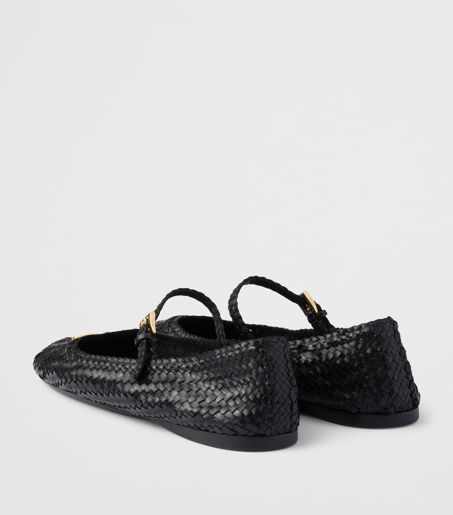 Prada Woven Leather Ballet Flats Black Image 5