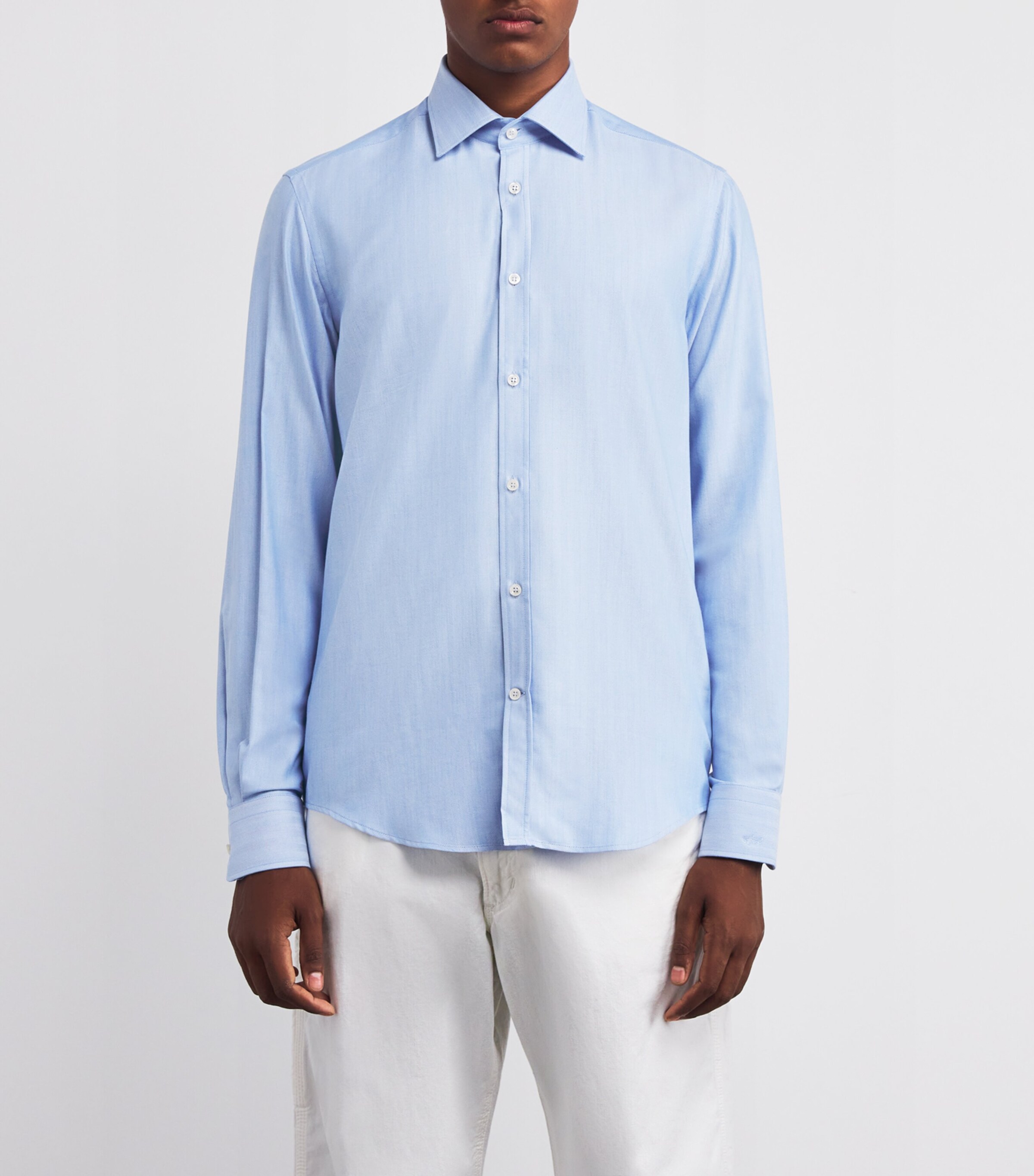 Silk-Cotton-Cashmere Shirt D37 AZZURRO SCURO Image 3