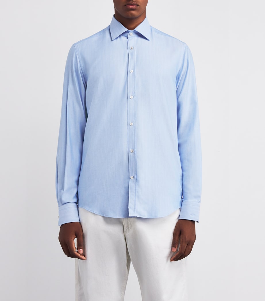 Silk-Cotton-Cashmere Shirt D37 AZZURRO SCURO Image 3