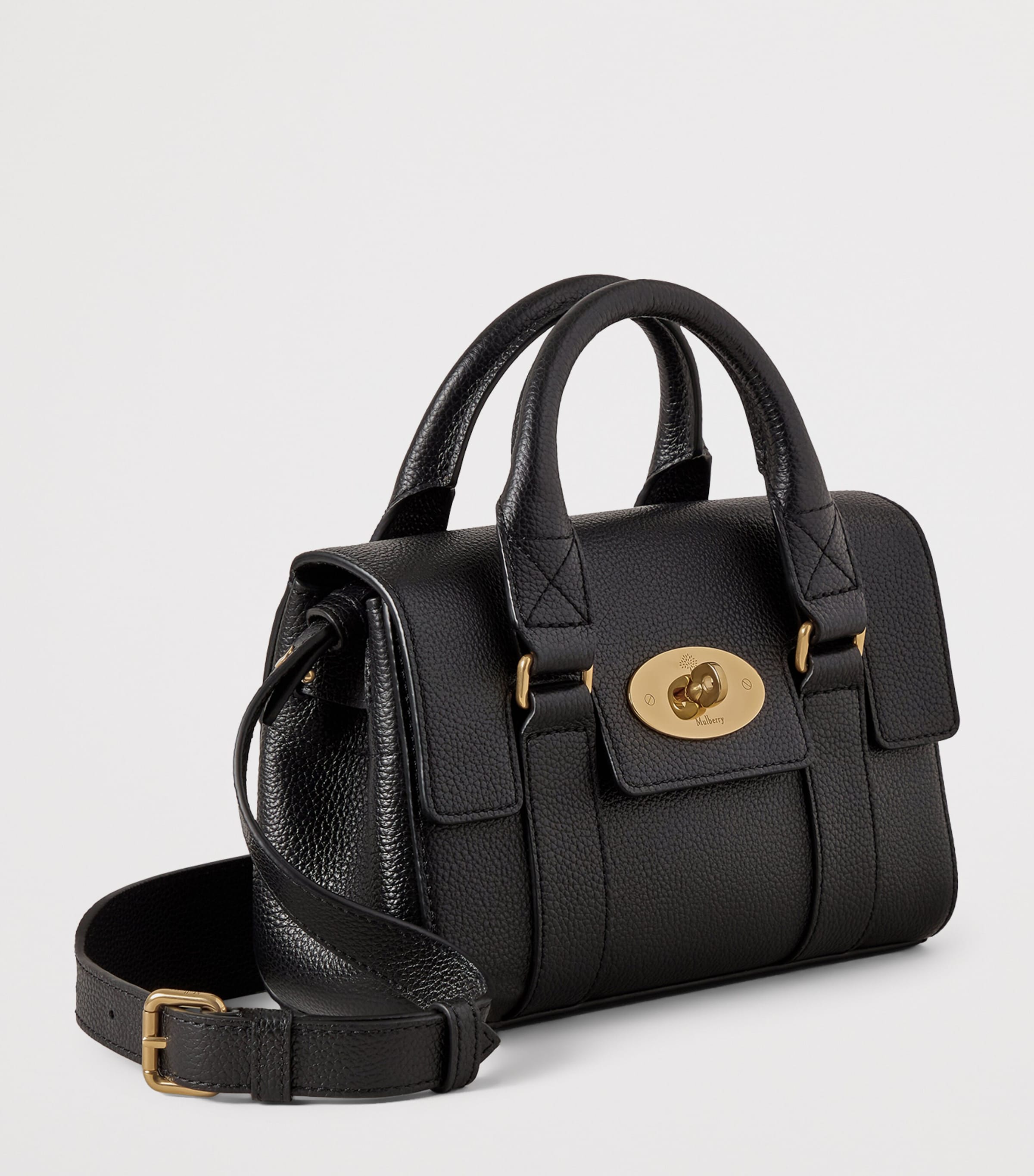 Mini Leather Bayswater Satchel Bag BLACK Image 2