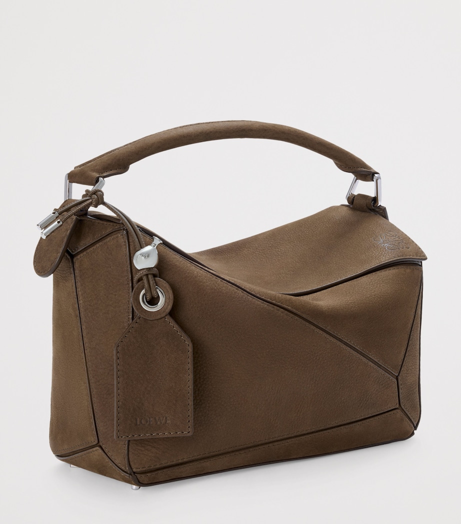 Small Suede Featherlight Puzzle Top-Handle Bag TUNDRA Image 3