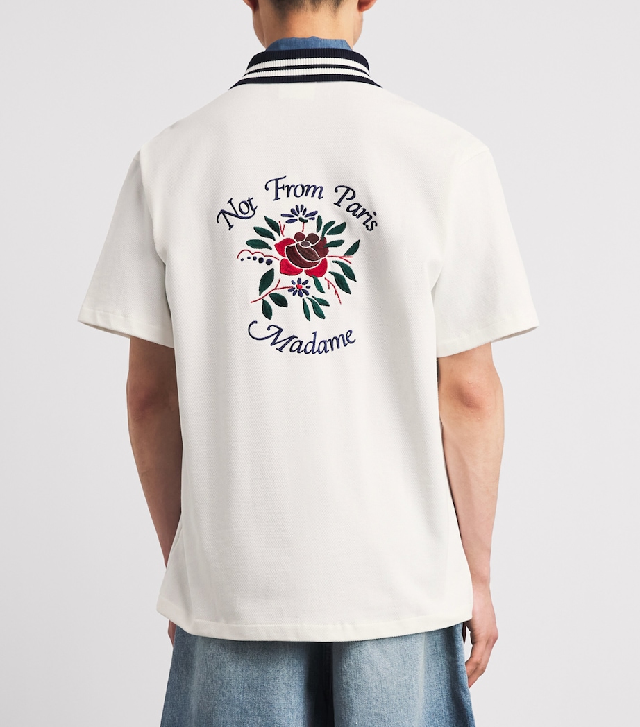 Drôle De Monsieur Mens Cotton Piqué Embroidered Shirt Off White Image 5