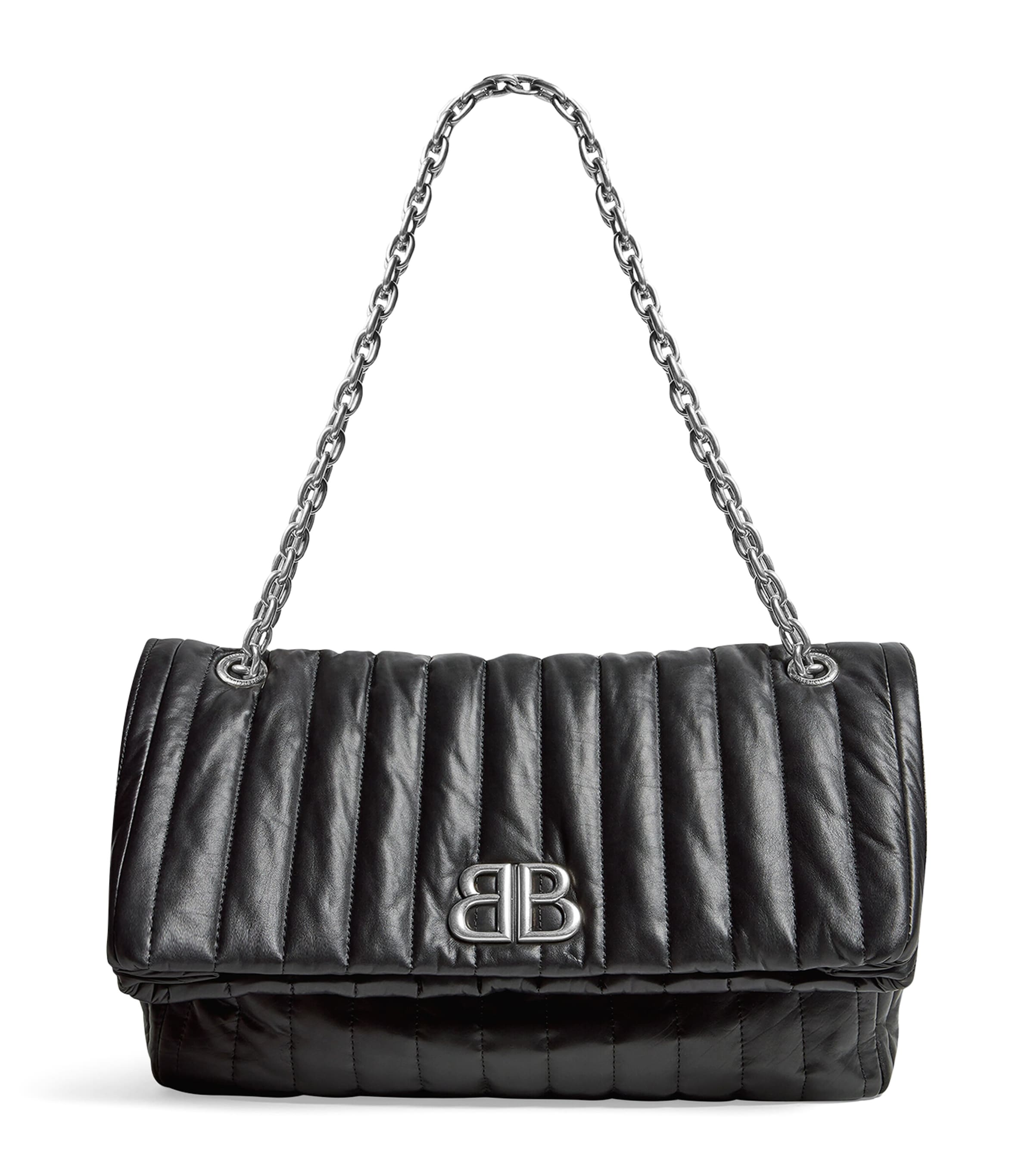 Balenciaga Medium Quilted Leather Monaco Shoulder Bag In Black