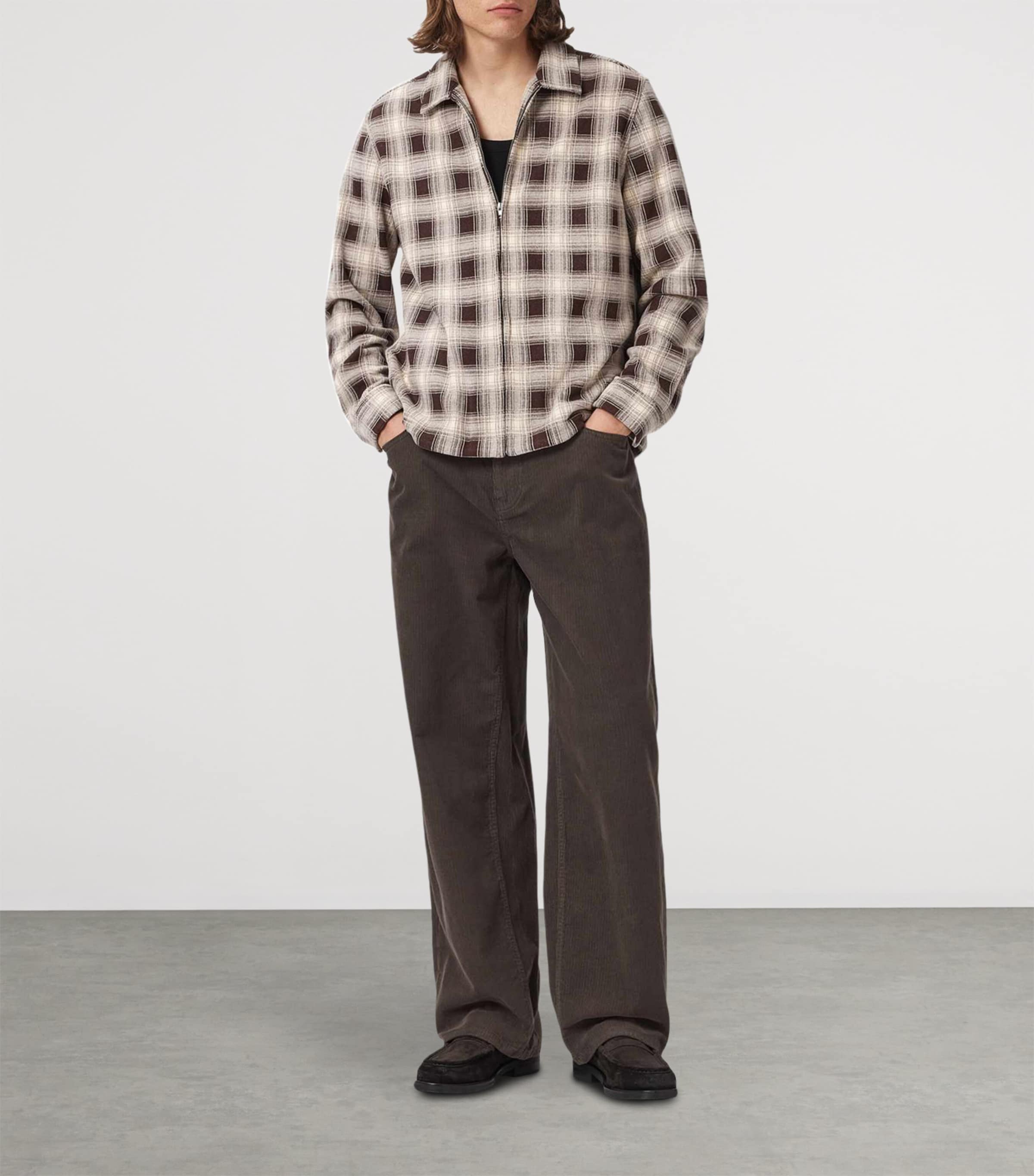 AllSaints Mens Corduroy Rivet Straight Jeans Dark Brown Image 6