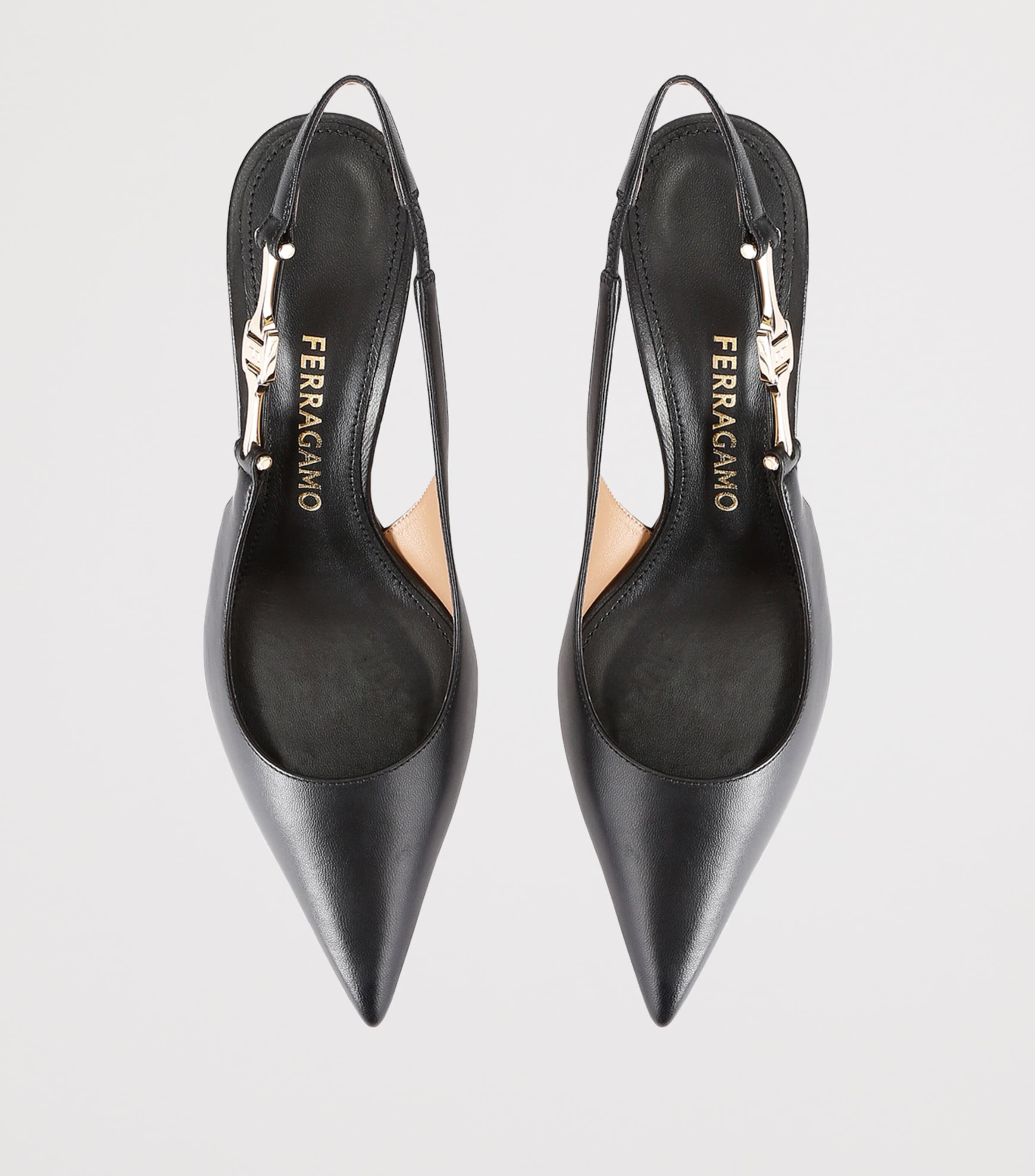 Salvatore Ferragamo Beige Leather Tally Slingback Heels 70