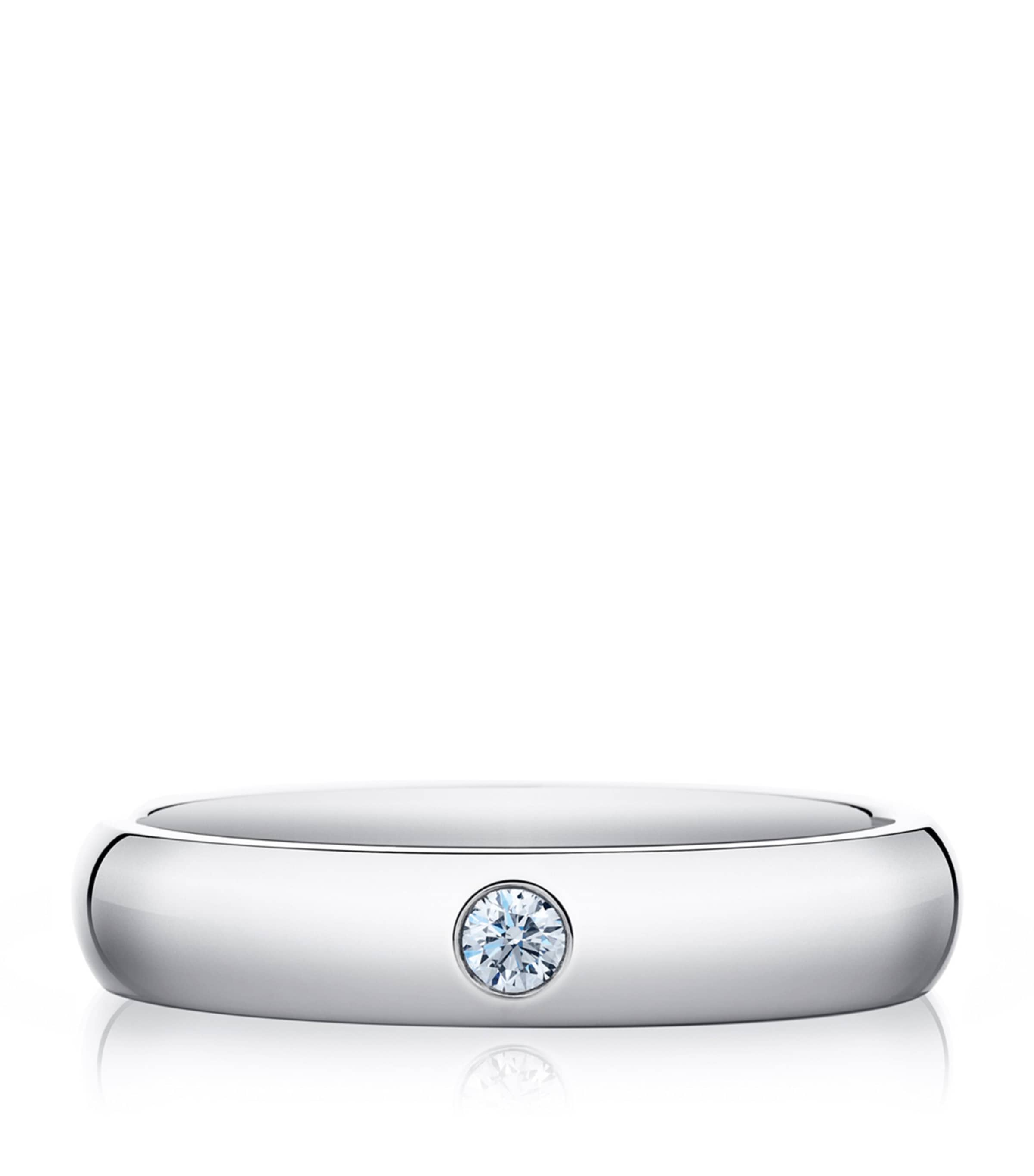 De Beers Platinum And Diamond Classic Band In Silver