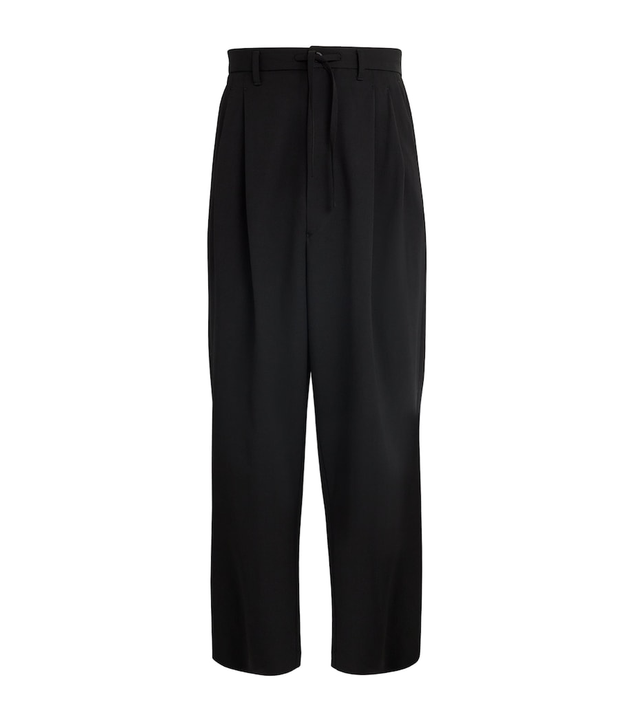 Wool-Blend Drawstring Pleated Trousers BK999/BLACK Image 1