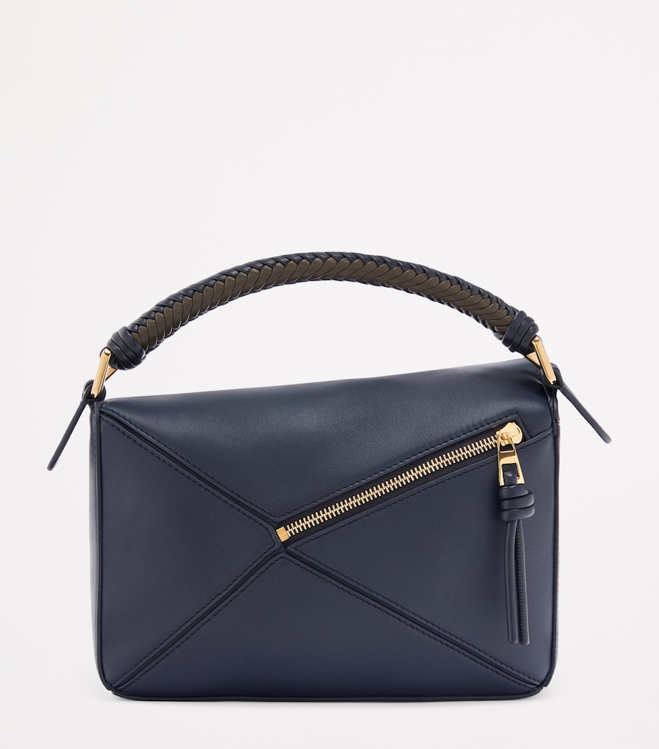 Small Leather Puzzle Top-Handle Bag DARK INK/DARK KHAKI Image 4