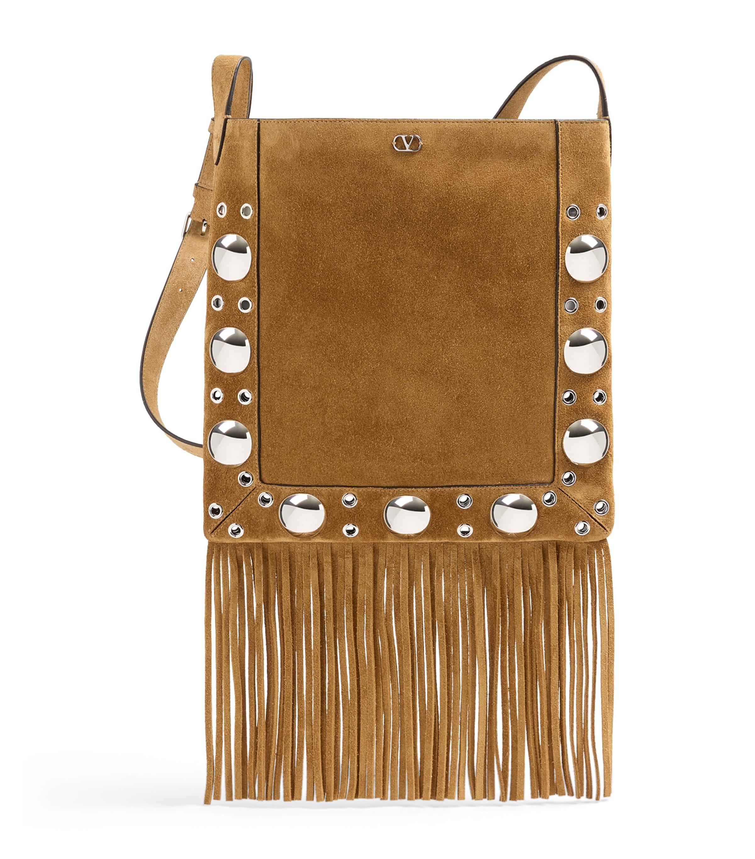 ショルダーバッグ・ポシェット VALENTINO GARAVANI NELLCOTE CROSSBODY BAG IN SUEDE VALENTINO GARAVANI Nellcote fringed studded suede shoulder