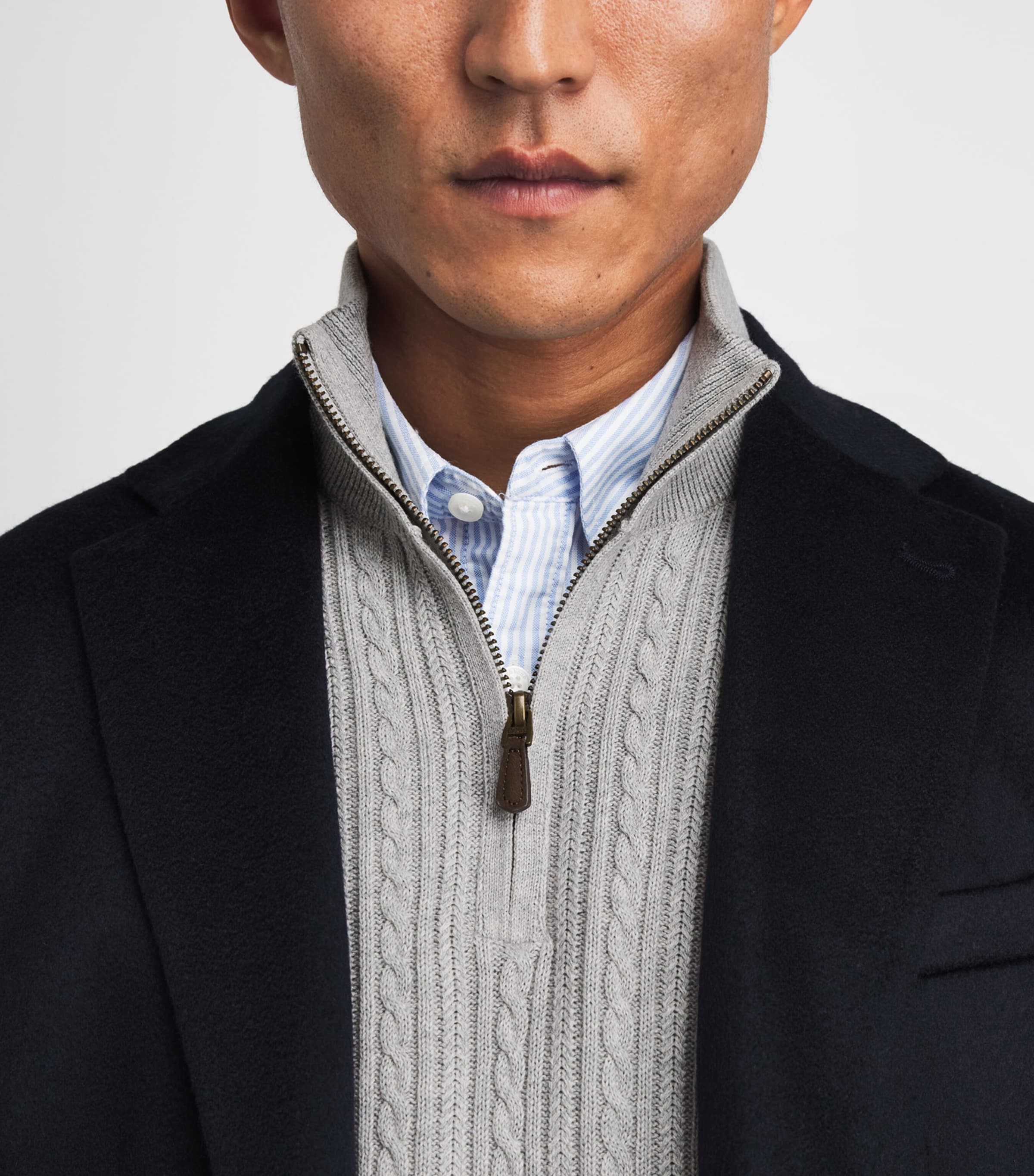 Polo Ralph Lauren Mens Cotton Cable-Knit Quarter-Zip Sweater Andover Heather Image 3
