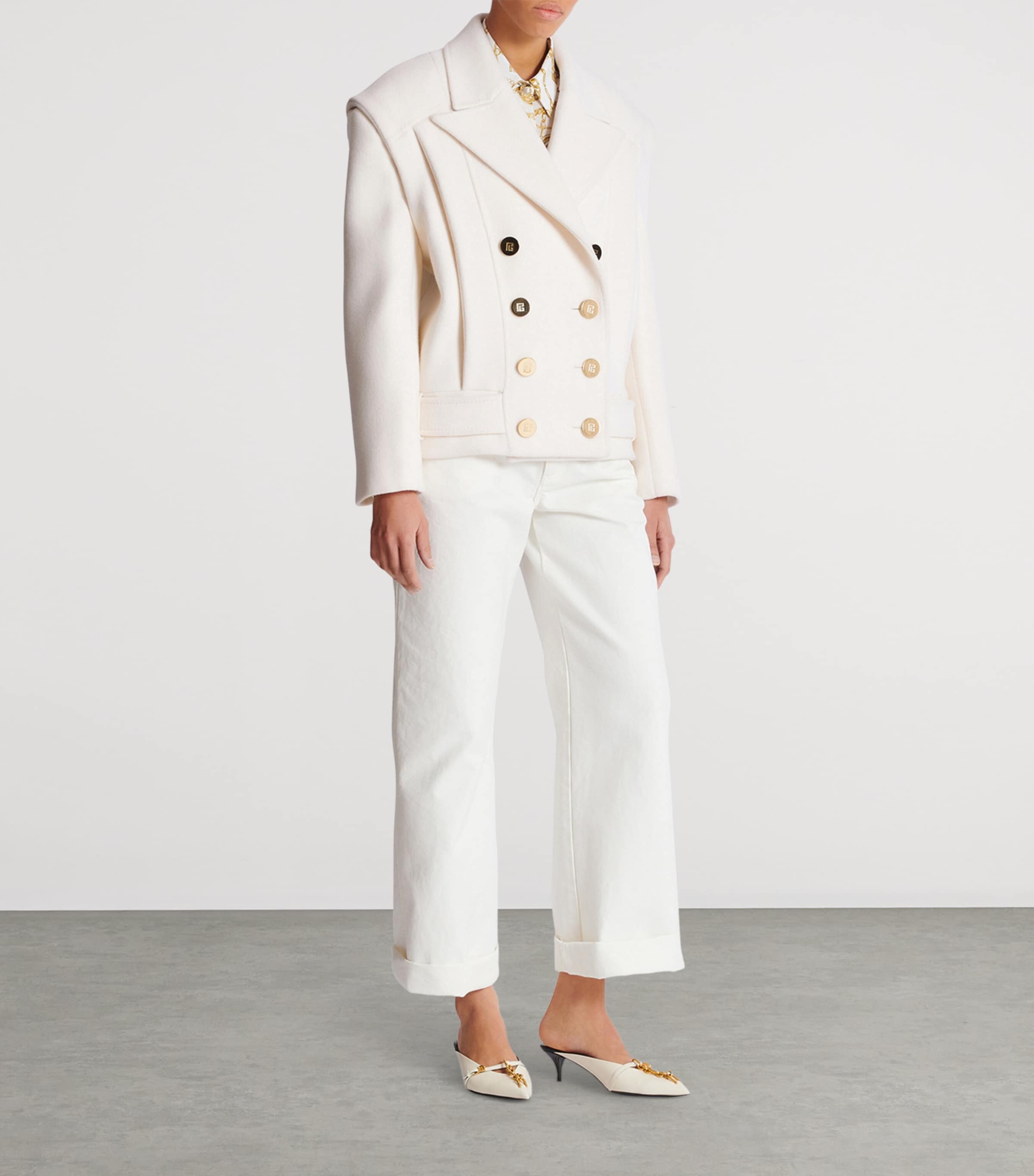 Wool-Cashmere Pea Coat 0FA BLANC Image 6