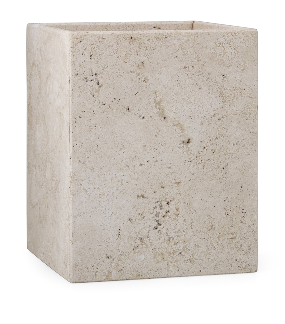 Aztec Travertine Waste Bin BEIGE Image 1