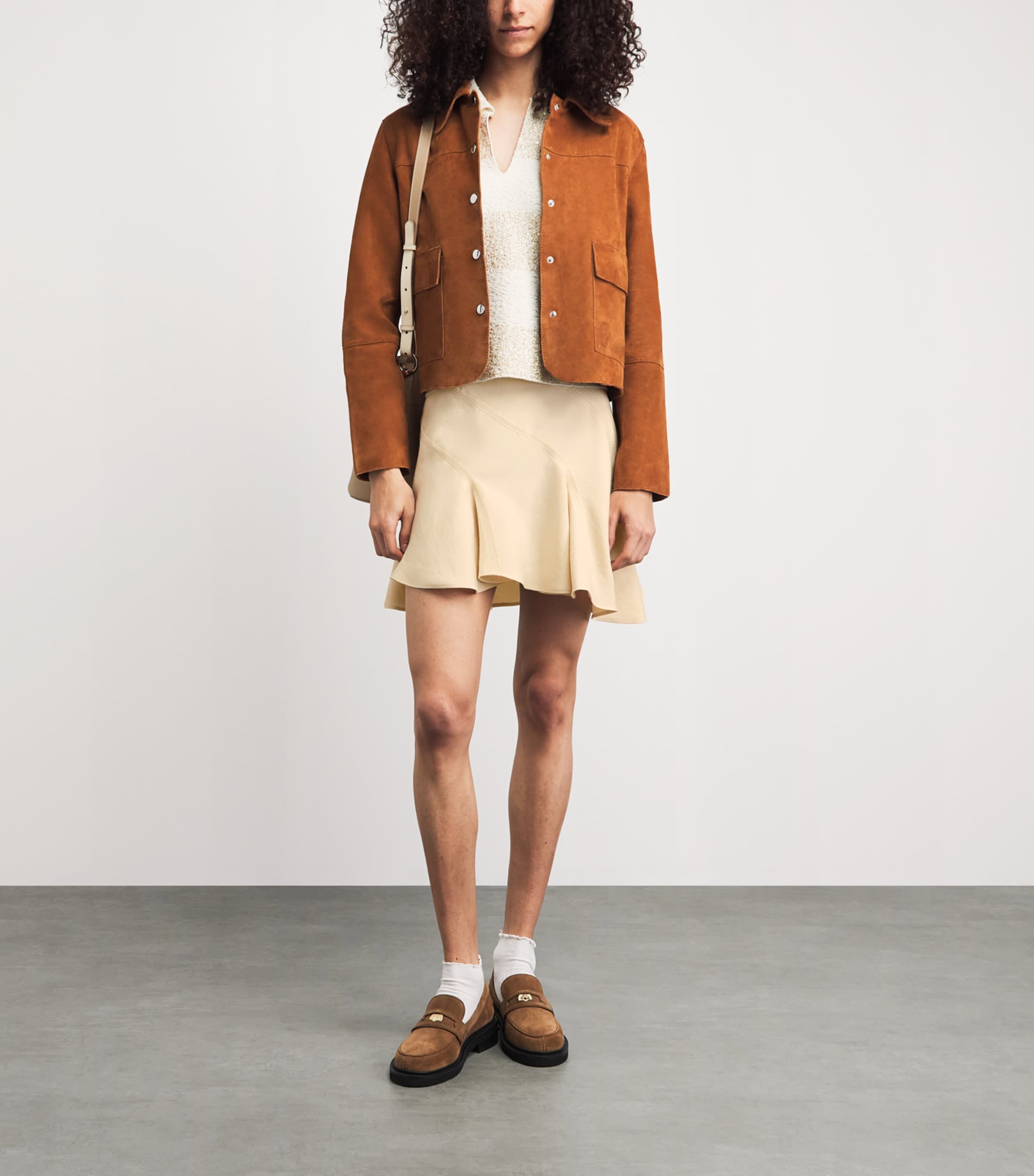 Claudie Pierlot Womens Asymmetric Mini Skirt Vanilla Image 2