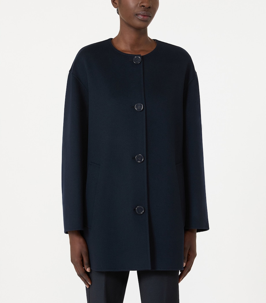 Max Mara Womens Virgin Wool Scarf Coat Midnightblue Image 5