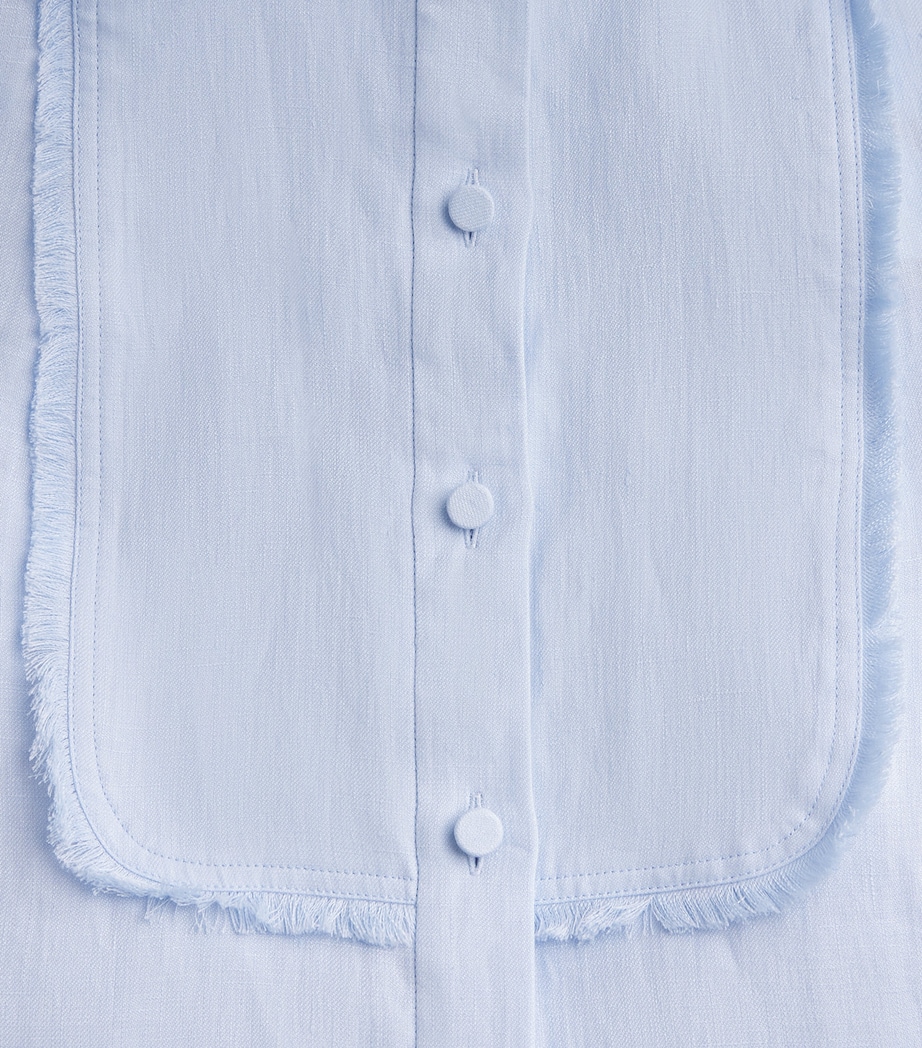 Agnona Womens Linen Maxi Shirt Dress Light Blue Cloud Image 6
