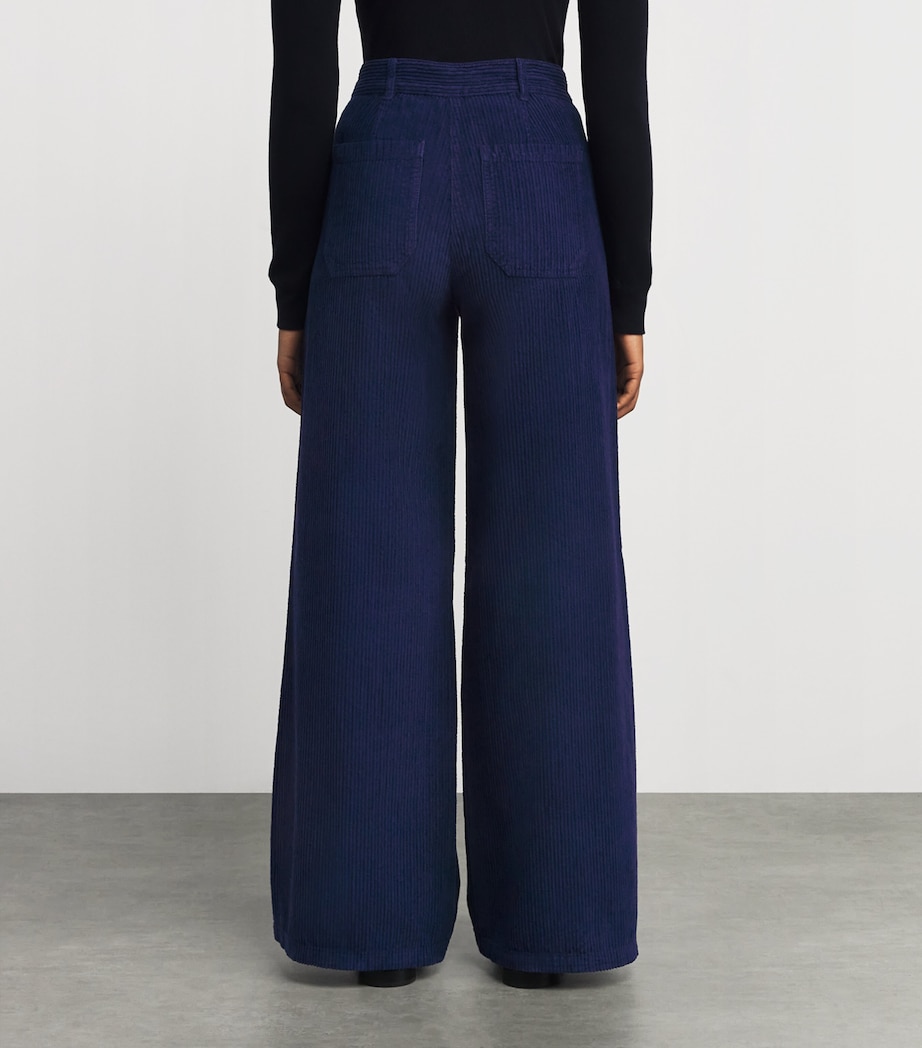 Corduroy Wide-Leg Trousers CHINA BLUE Image 4